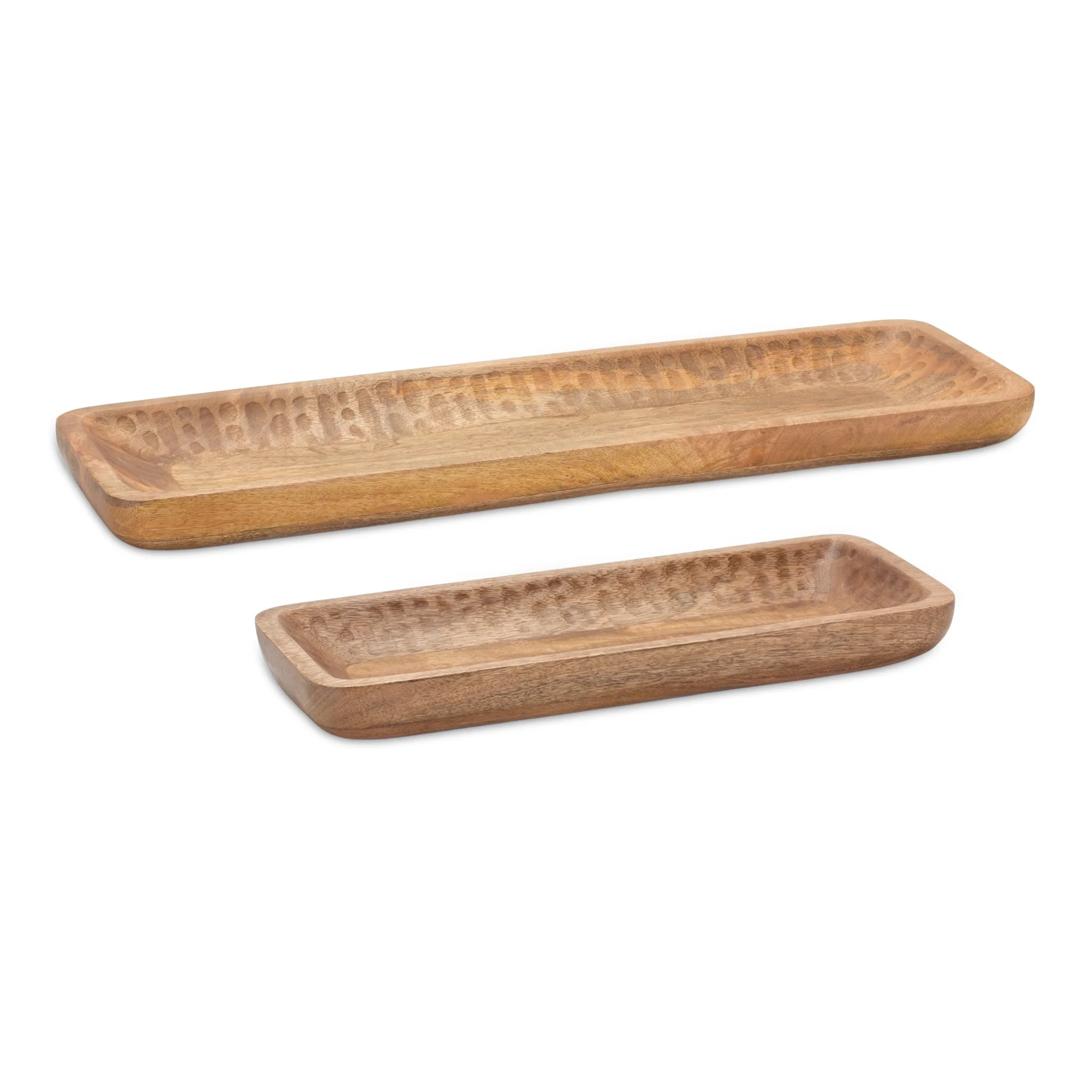 Natural Mango Wood Dough Bowl Tray (Set of 2)