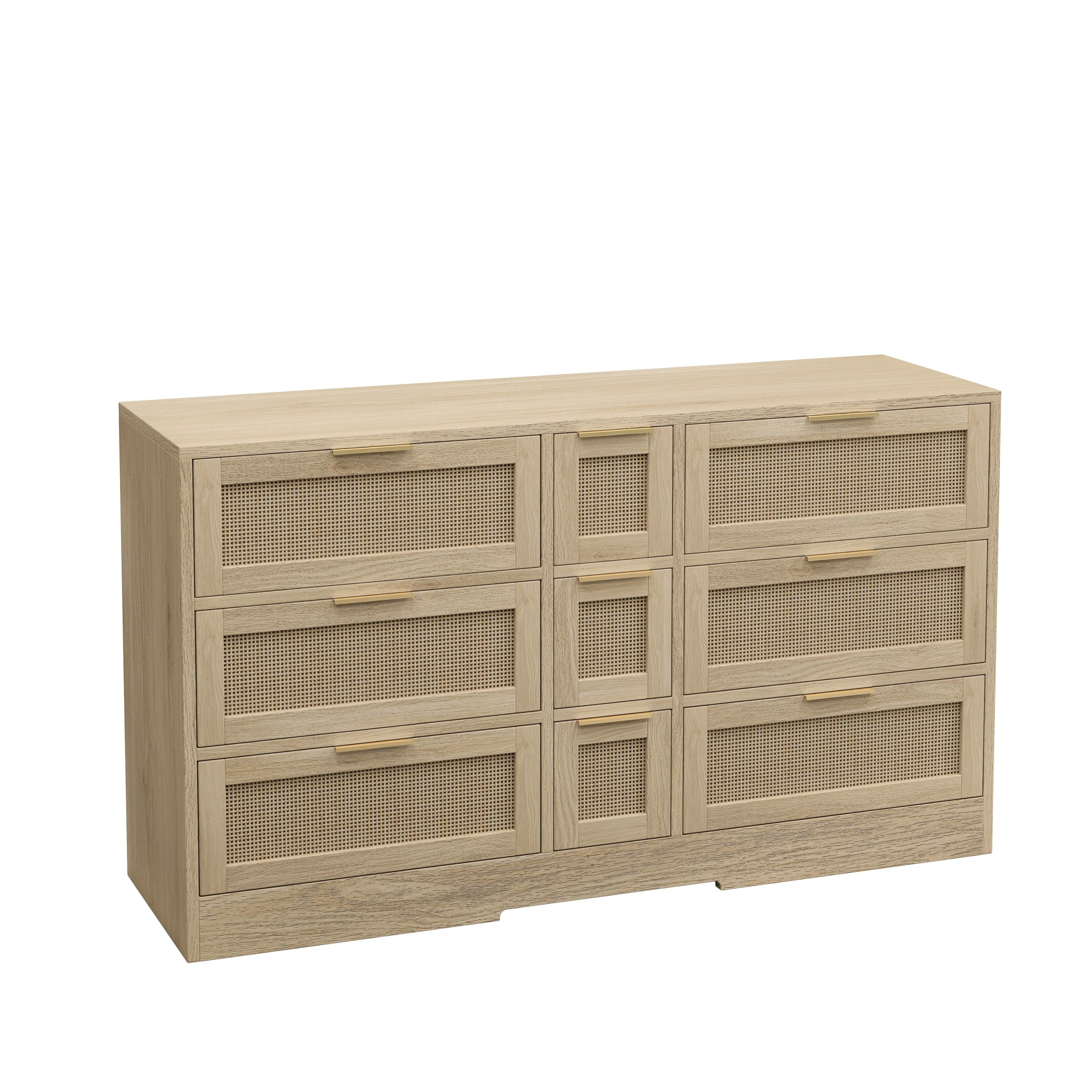 Natural Rattan Locker with 9 Drawers and Metal Handles