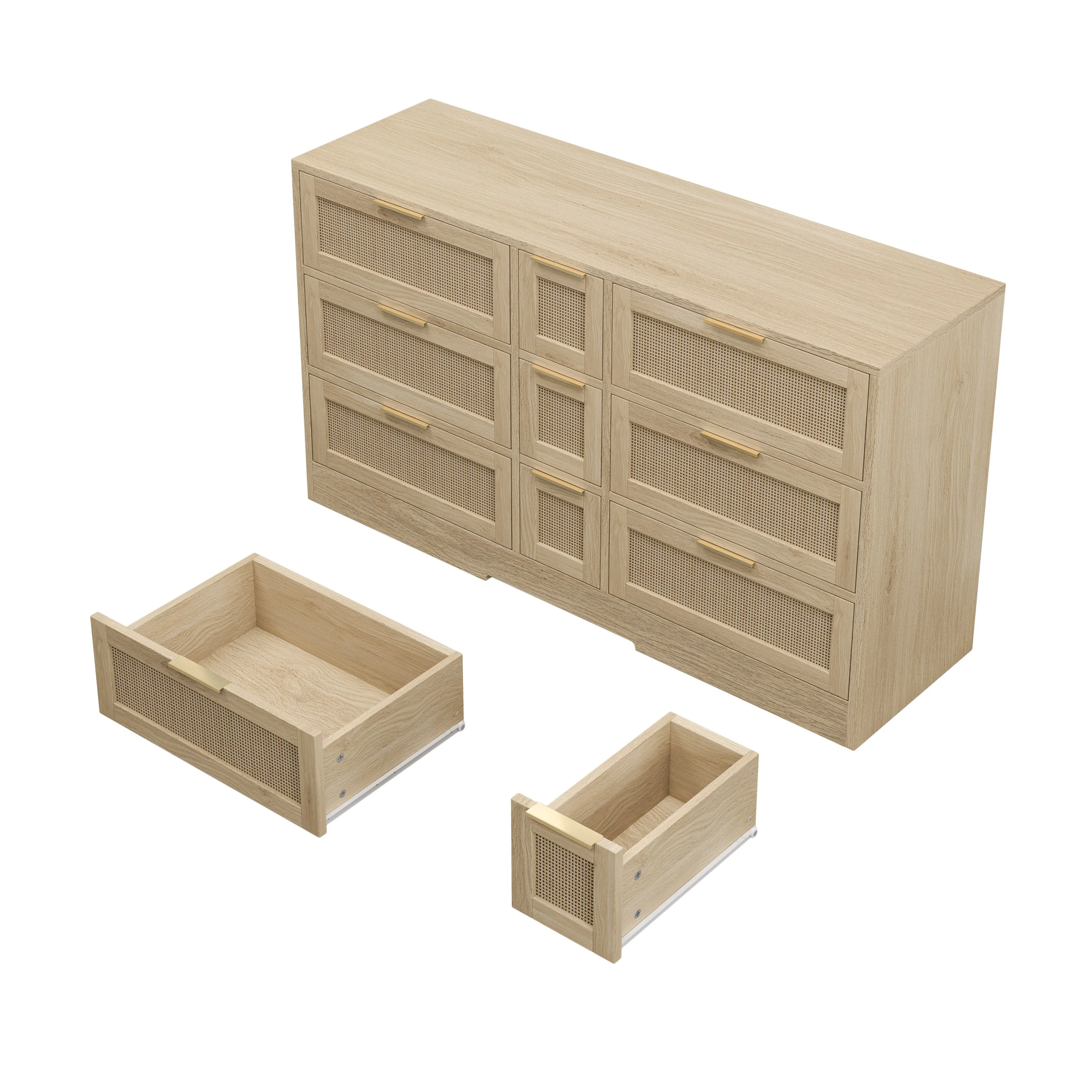 Natural Rattan Locker with 9 Drawers and Metal Handles - Image 5
