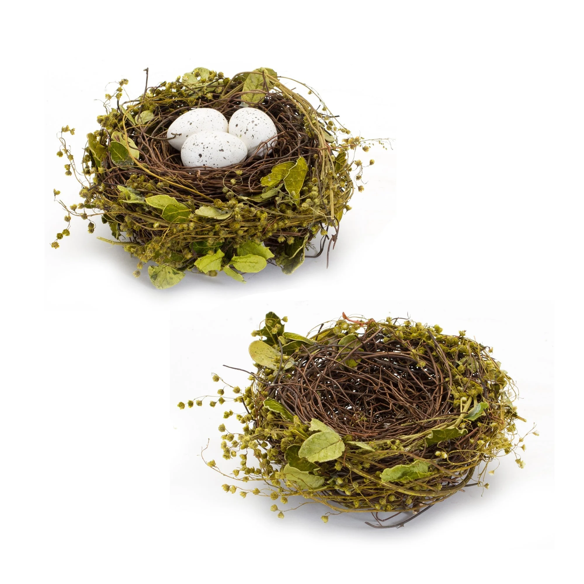 Natural Twig Bird Nest with Speckled Egg Accent (Set of 4) - Image 2