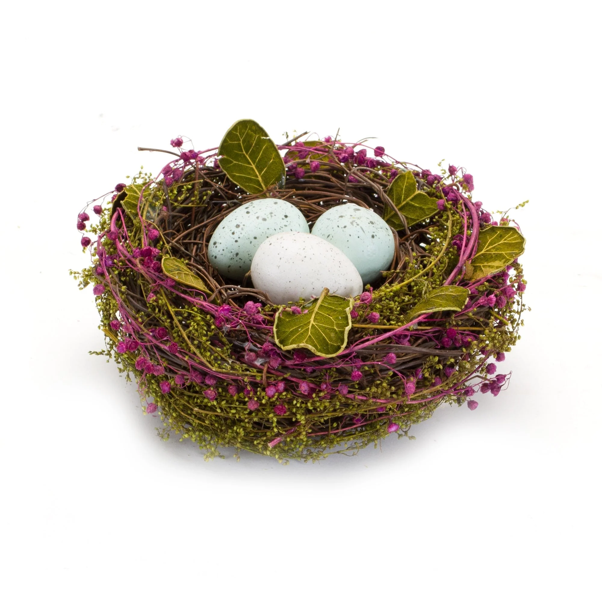 Natural twig nest with speckled egg accent (set of 4) - Image 2