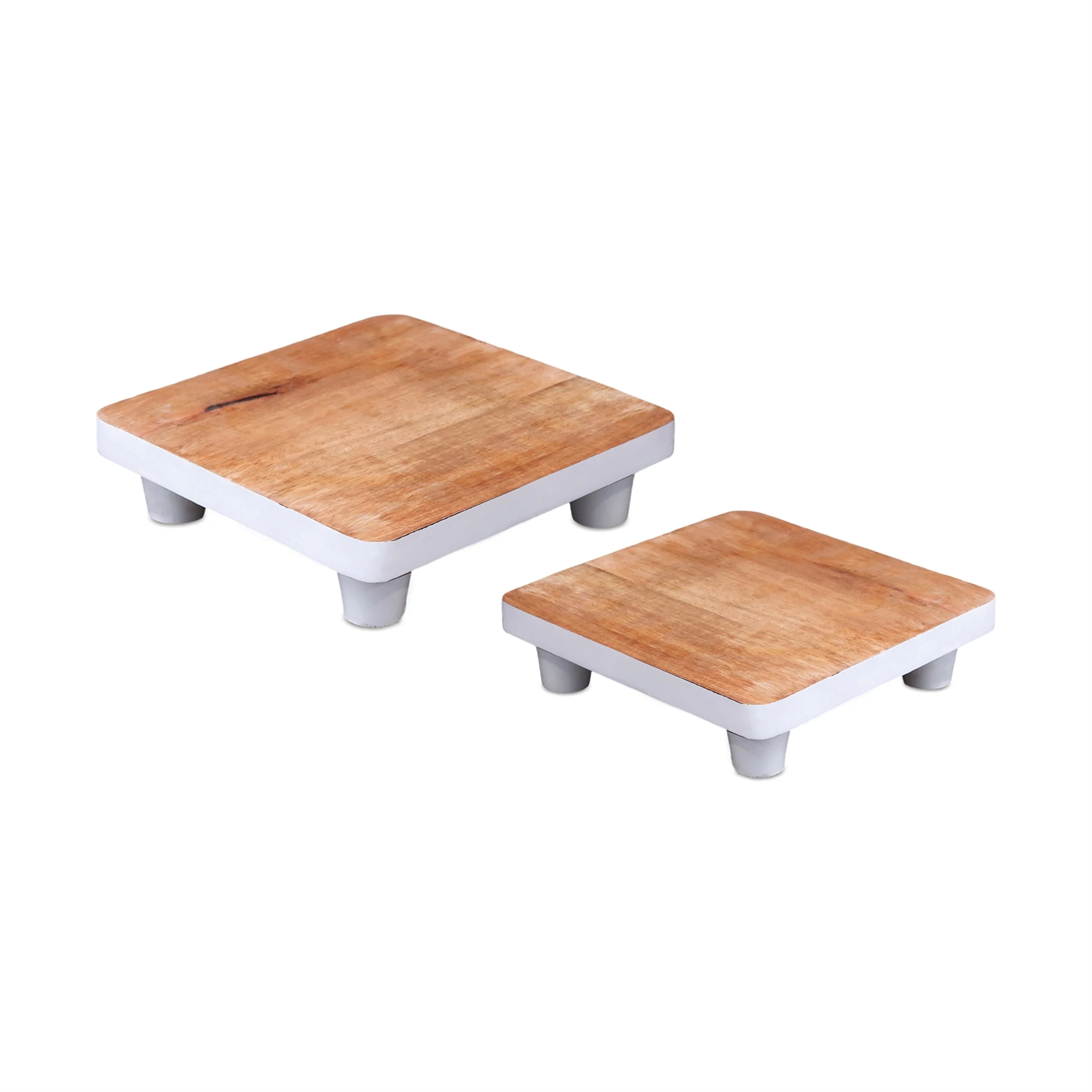 Natural wood pedestal tray (set of 2) - Image 2