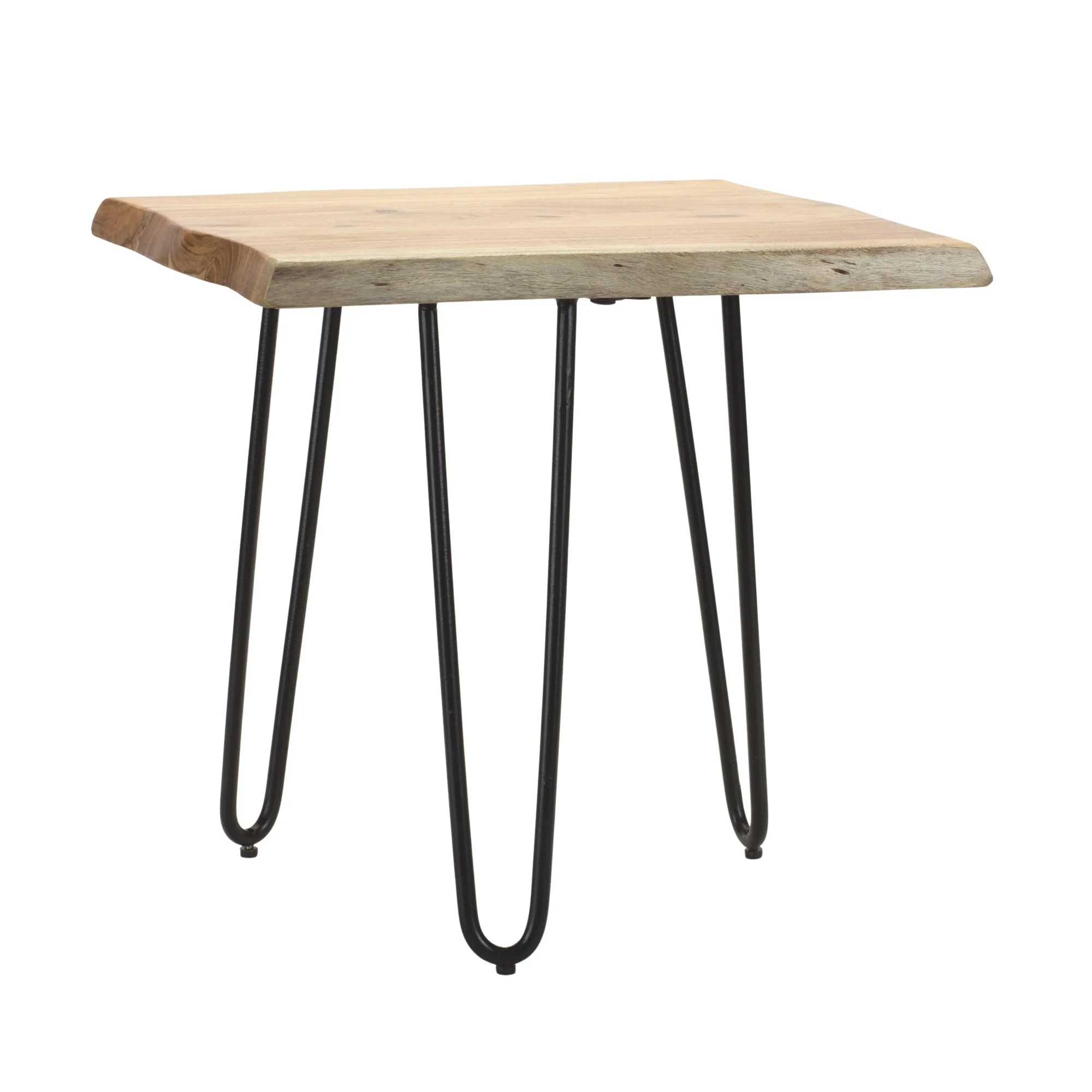 Natural Wood Slab Stool Table with Iron Legs 17.75"H - Image 2