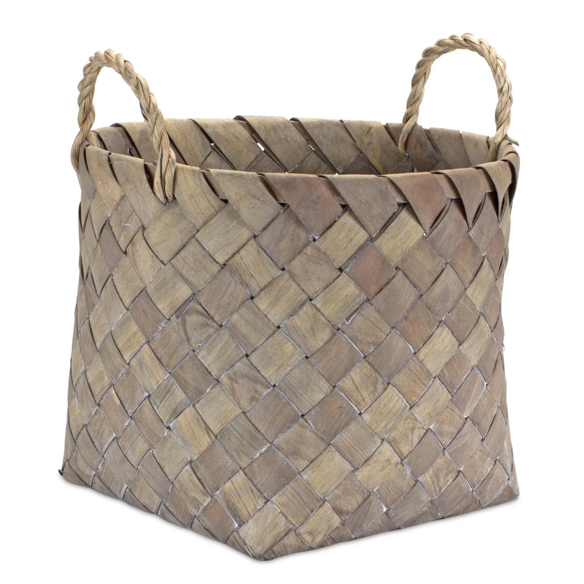 Natural Woven Wicker Basket with Handles (Set of 3) - Image 2