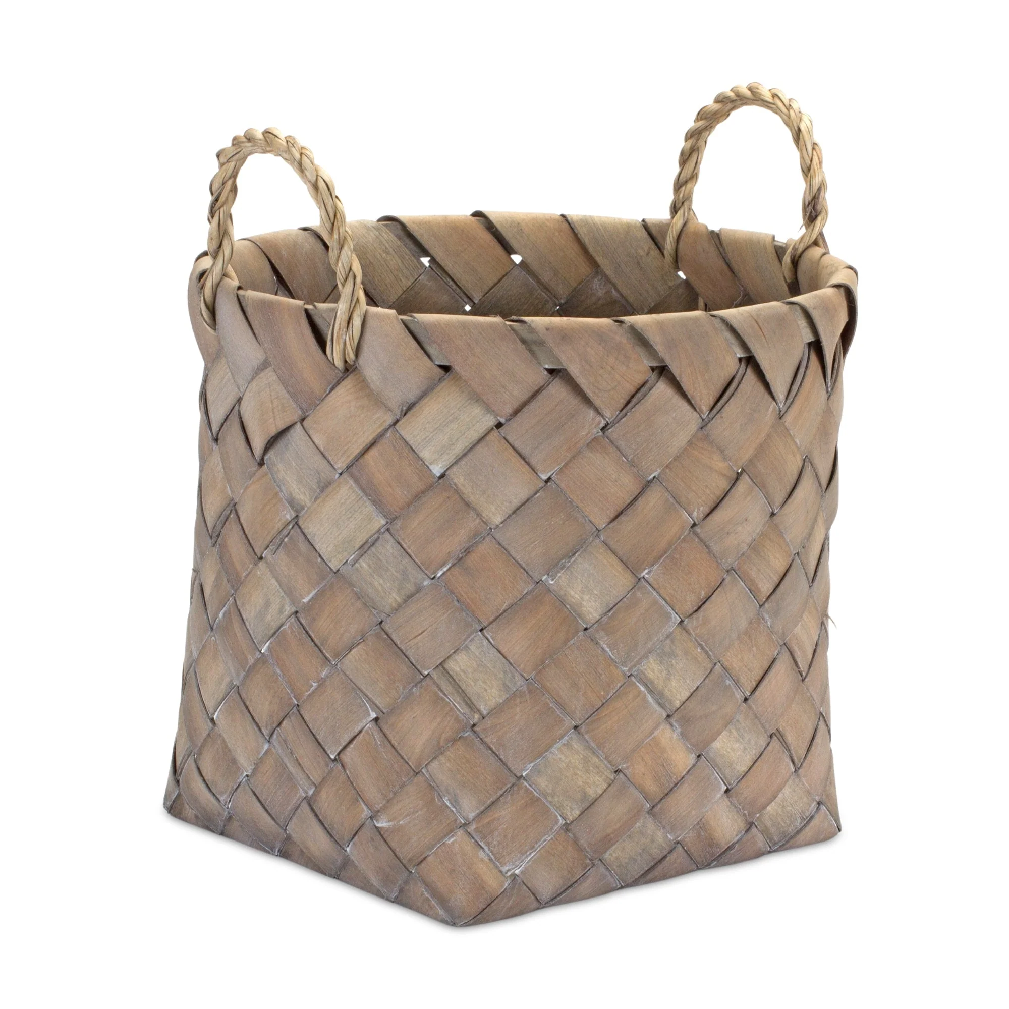 Natural Woven Wicker Basket with Handles (Set of 3) - Image 3
