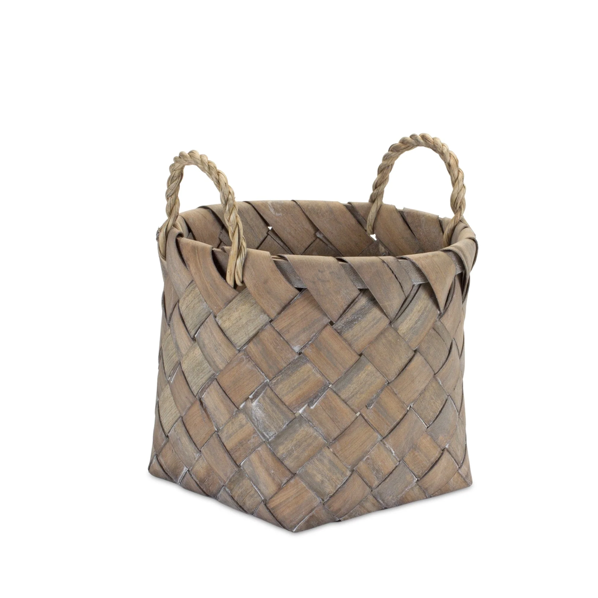 Natural Woven Wicker Basket with Handles (Set of 3) - Image 4