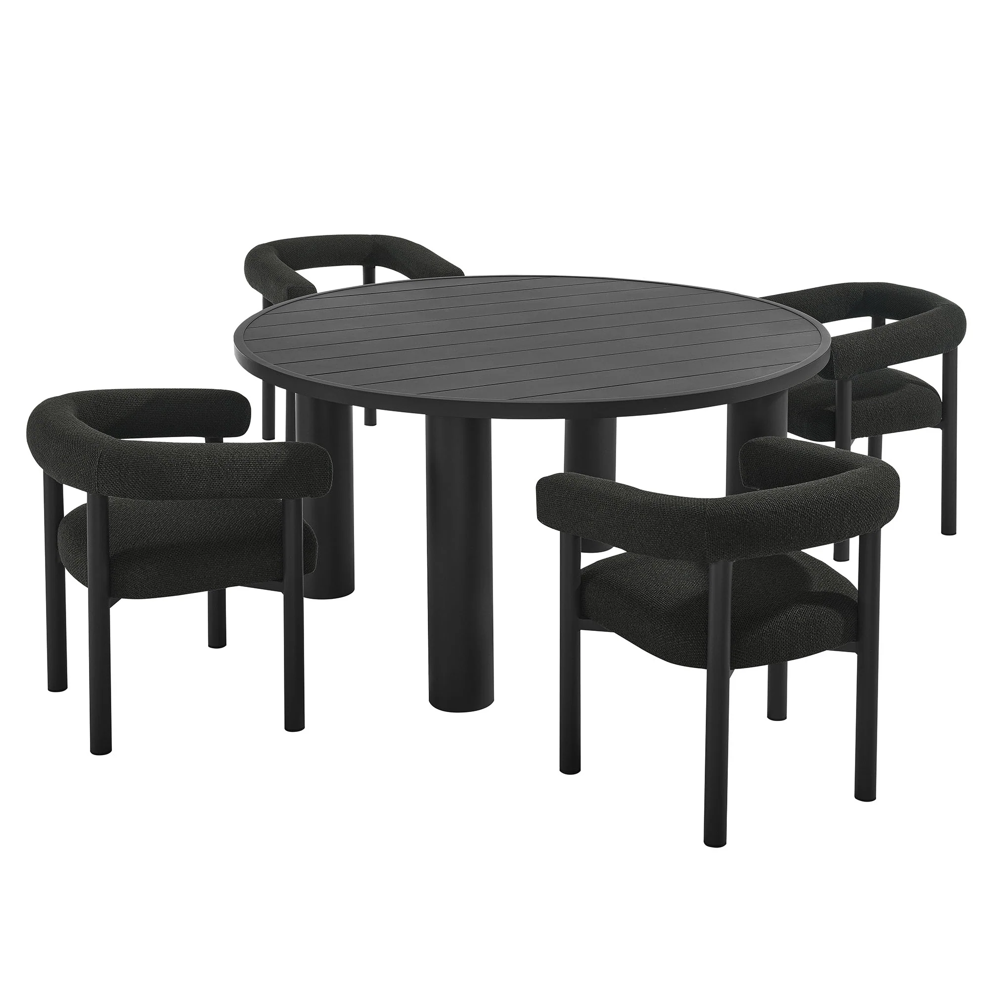Nautica 5-Piece Round Outdoor Patio Aluminum Dining Table and Chairs Set by Modway - Image 20