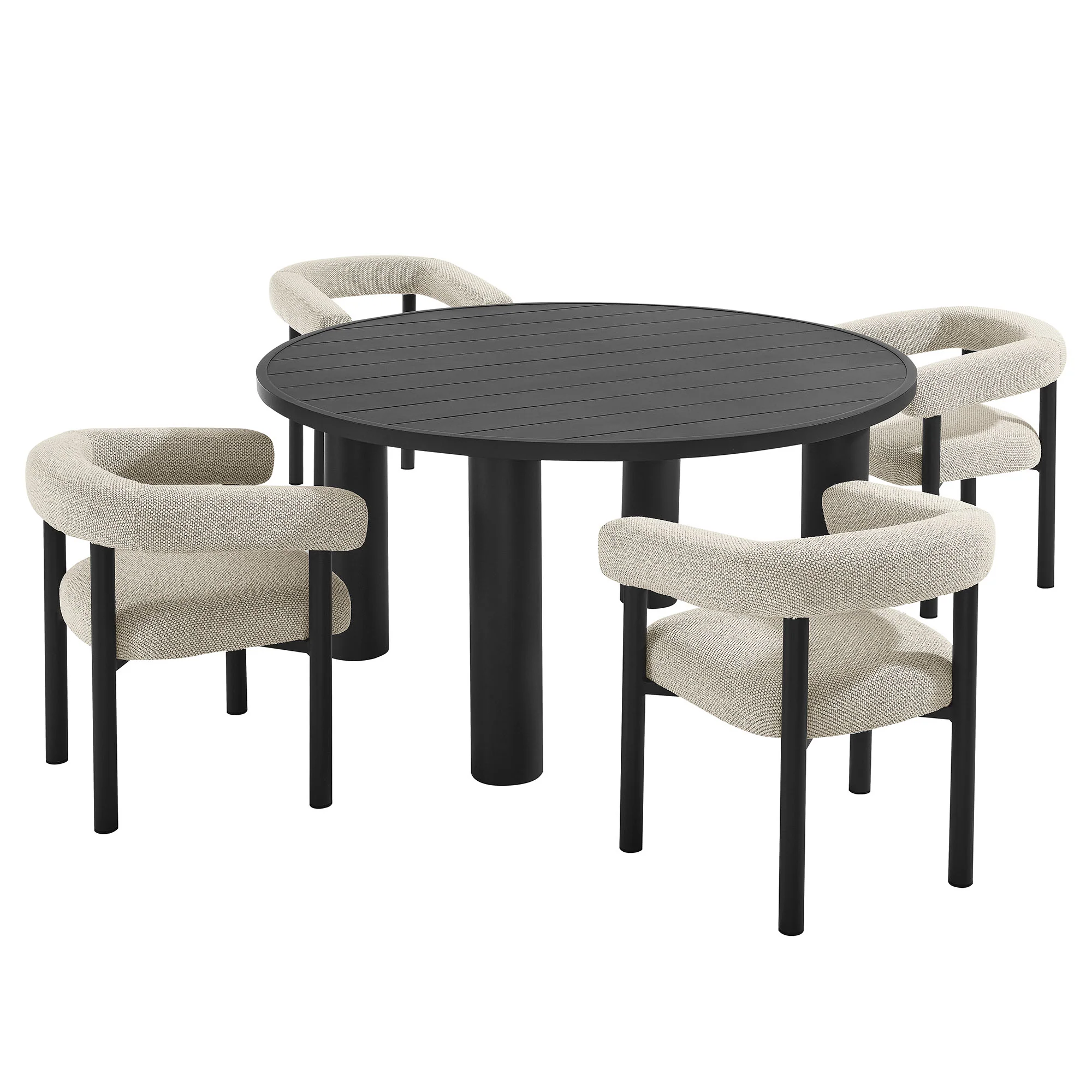Nautica 5-Piece Round Outdoor Patio Aluminum Dining Table and Chairs Set by Modway - Image 21