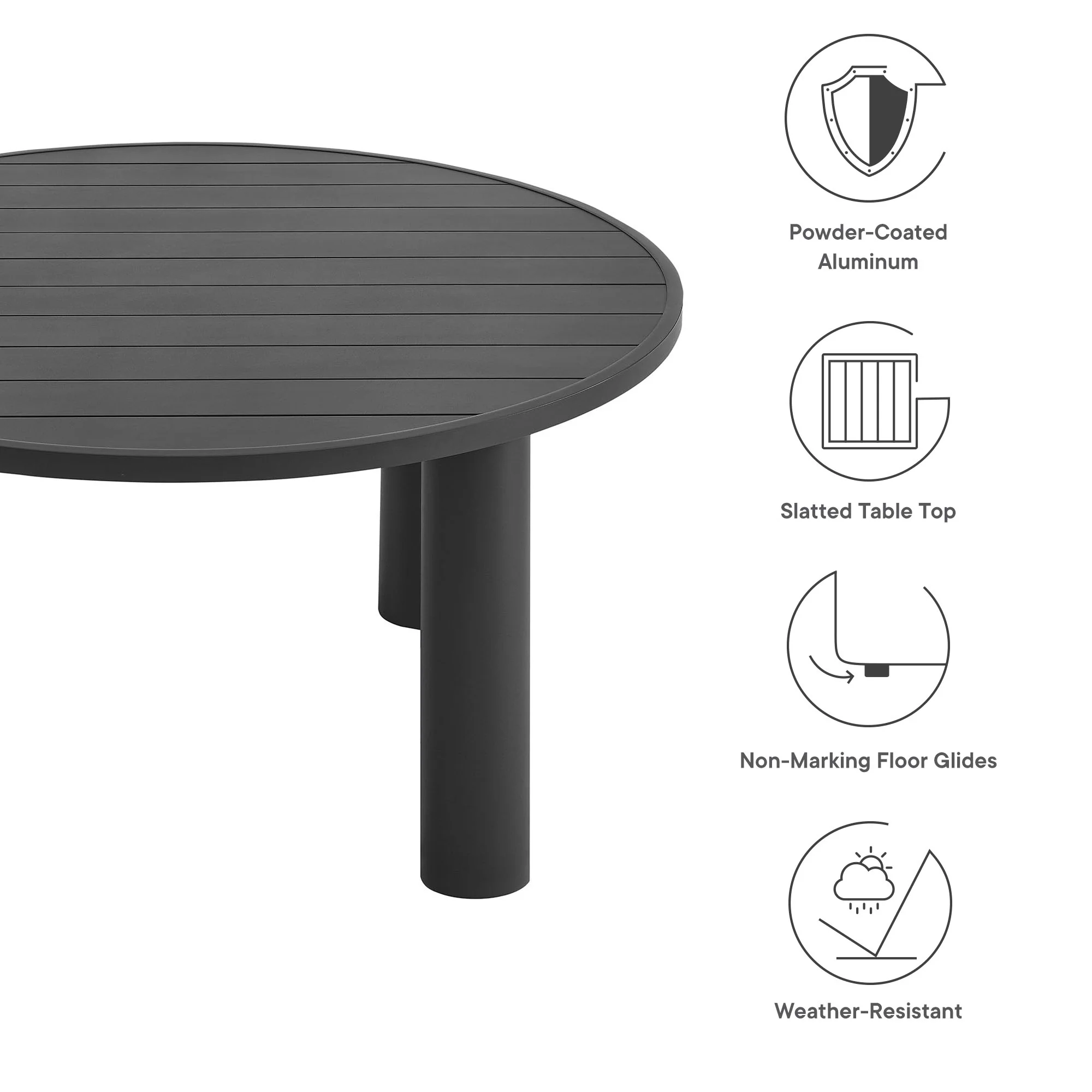 Nautica Outdoor Patio 60" Round Aluminum Dining Table by Modway - Image 13