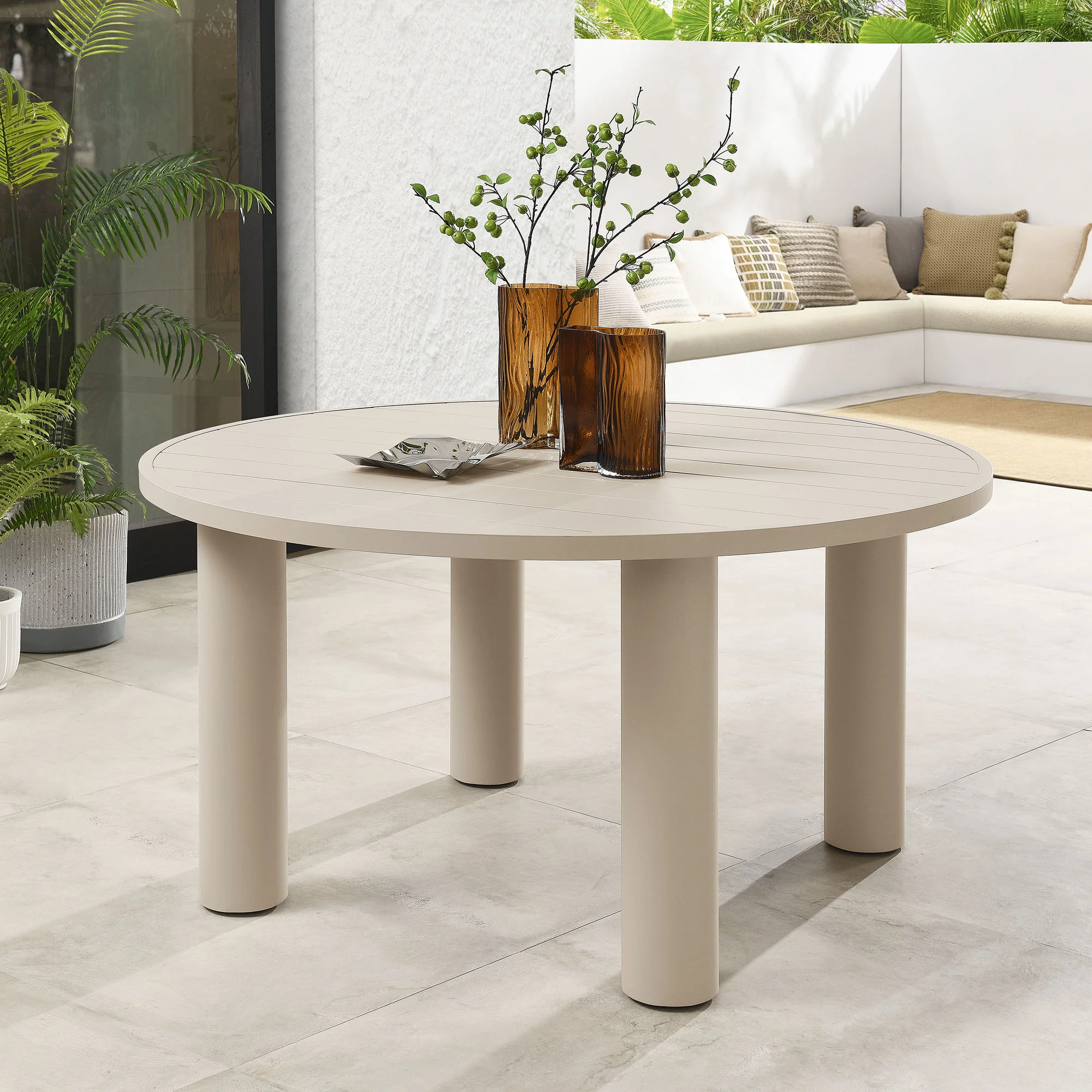 Nautica Outdoor Patio 60" Round Aluminum Dining Table by Modway - Image 6