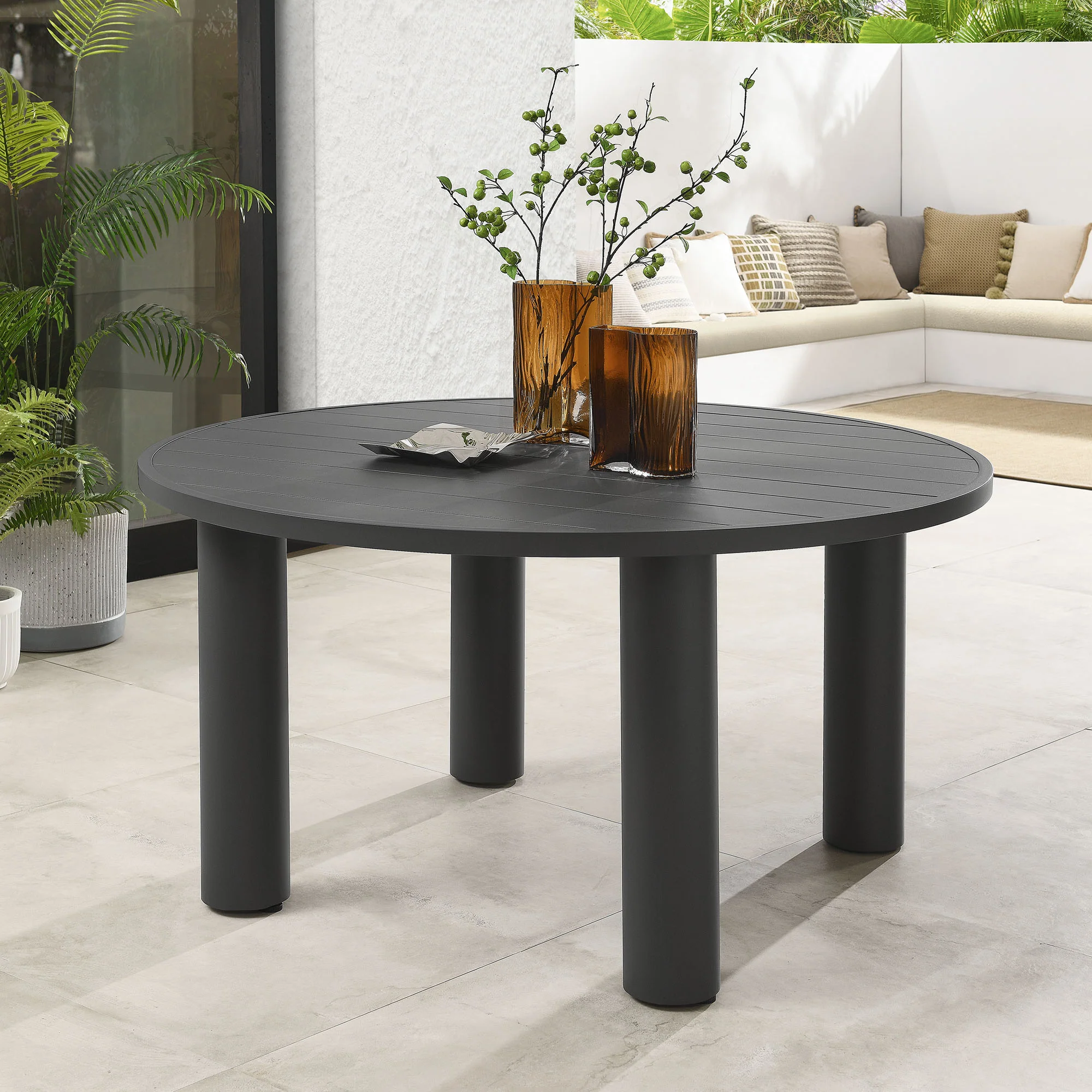 Nautica Outdoor Patio 60" Round Aluminum Dining Table by Modway - Image 9