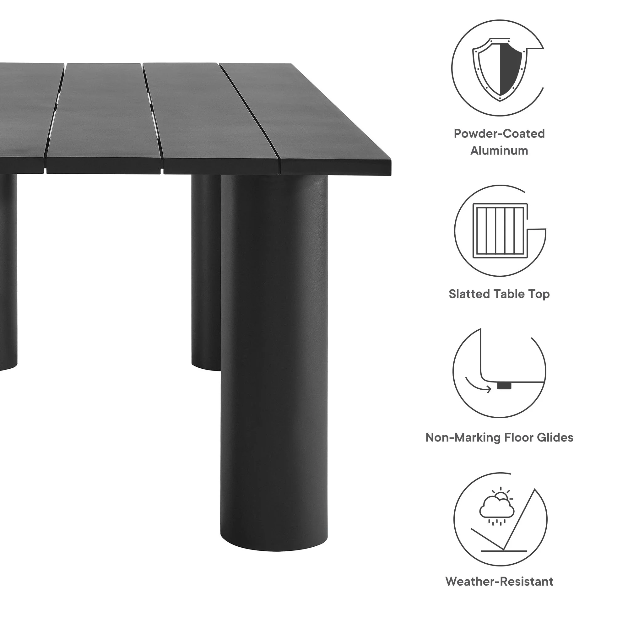 Nautica Outdoor Patio 87" Rectangular Aluminum Dining Table by Modway - Image 13