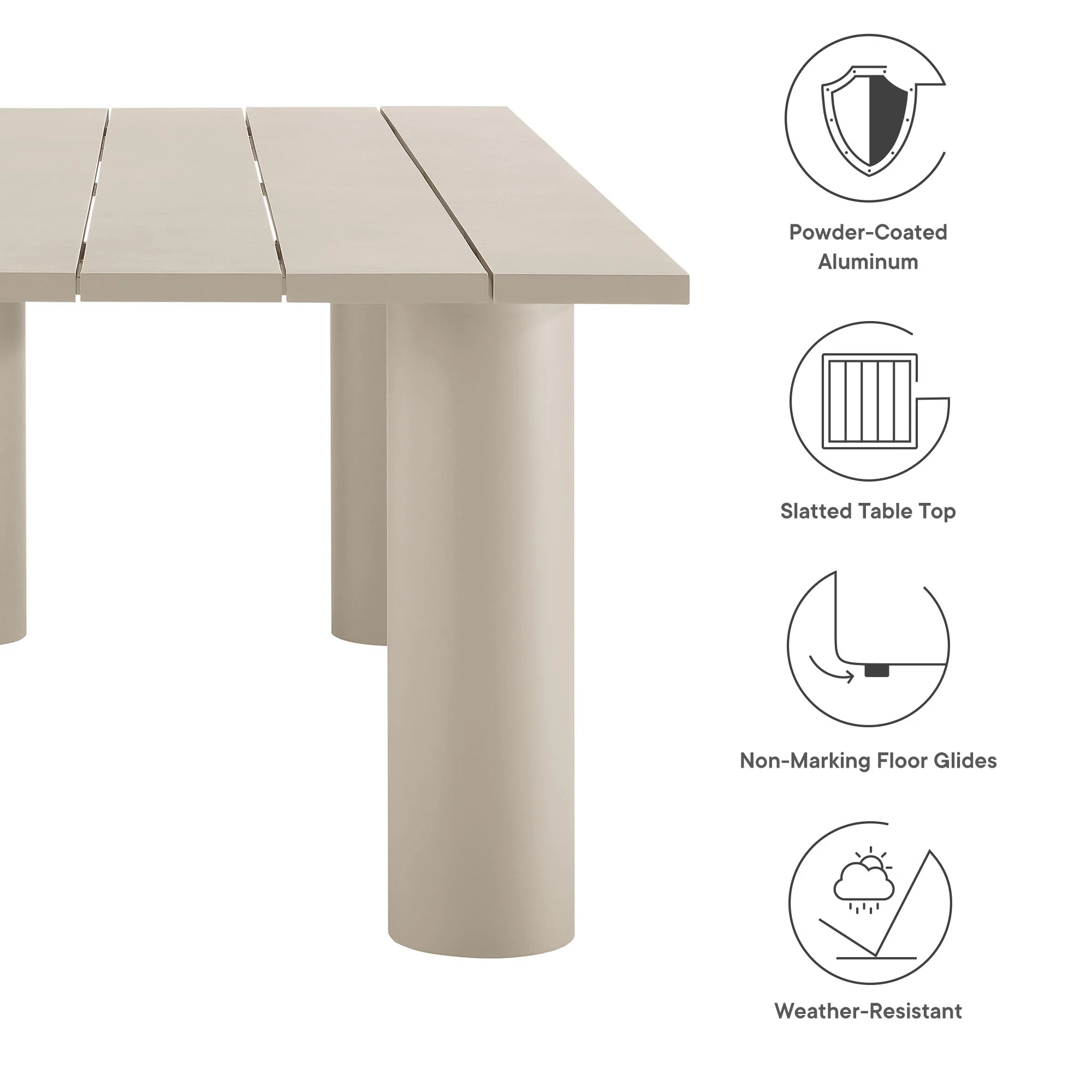 Nautica Outdoor Patio 87" Rectangular Aluminum Dining Table by Modway - Image 2