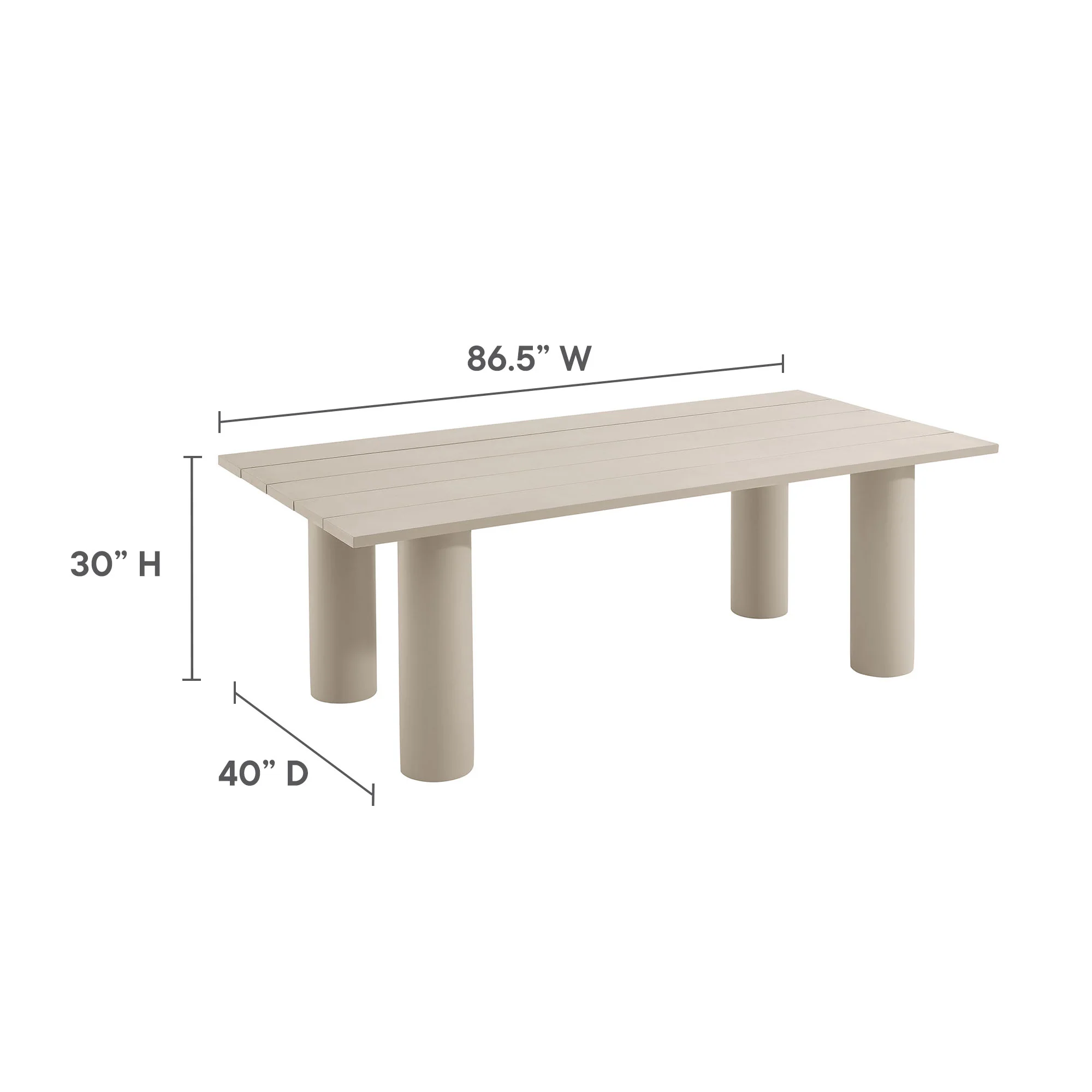 Nautica Outdoor Patio 87" Rectangular Aluminum Dining Table by Modway - Image 3