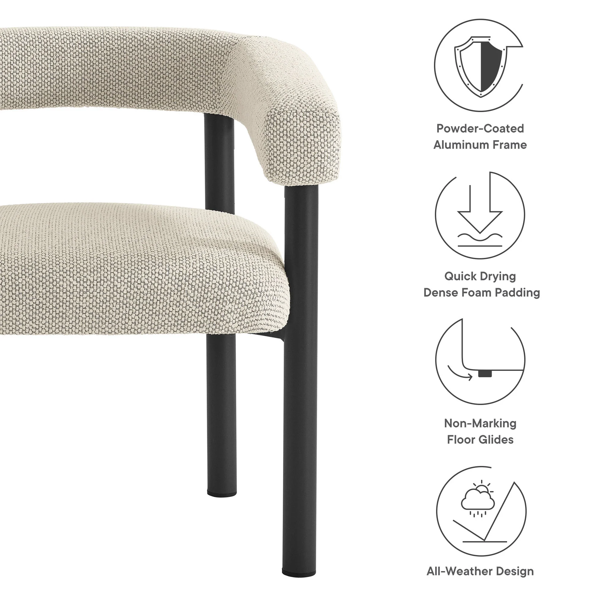 Nautica Outdoor Patio Aluminum Dining Armchairs Set of 2 by Modway - Image 16