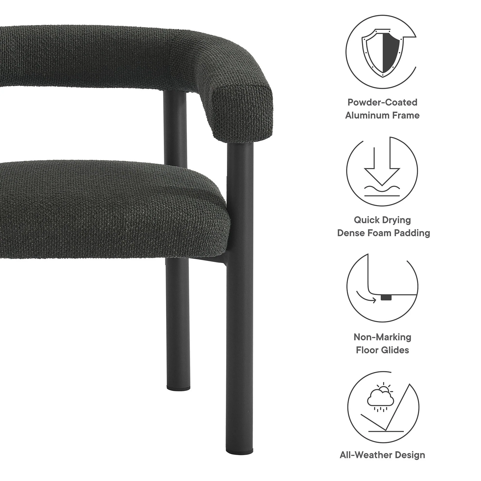 Nautica Outdoor Patio Aluminum Dining Armchairs Set of 2 by Modway - Image 19