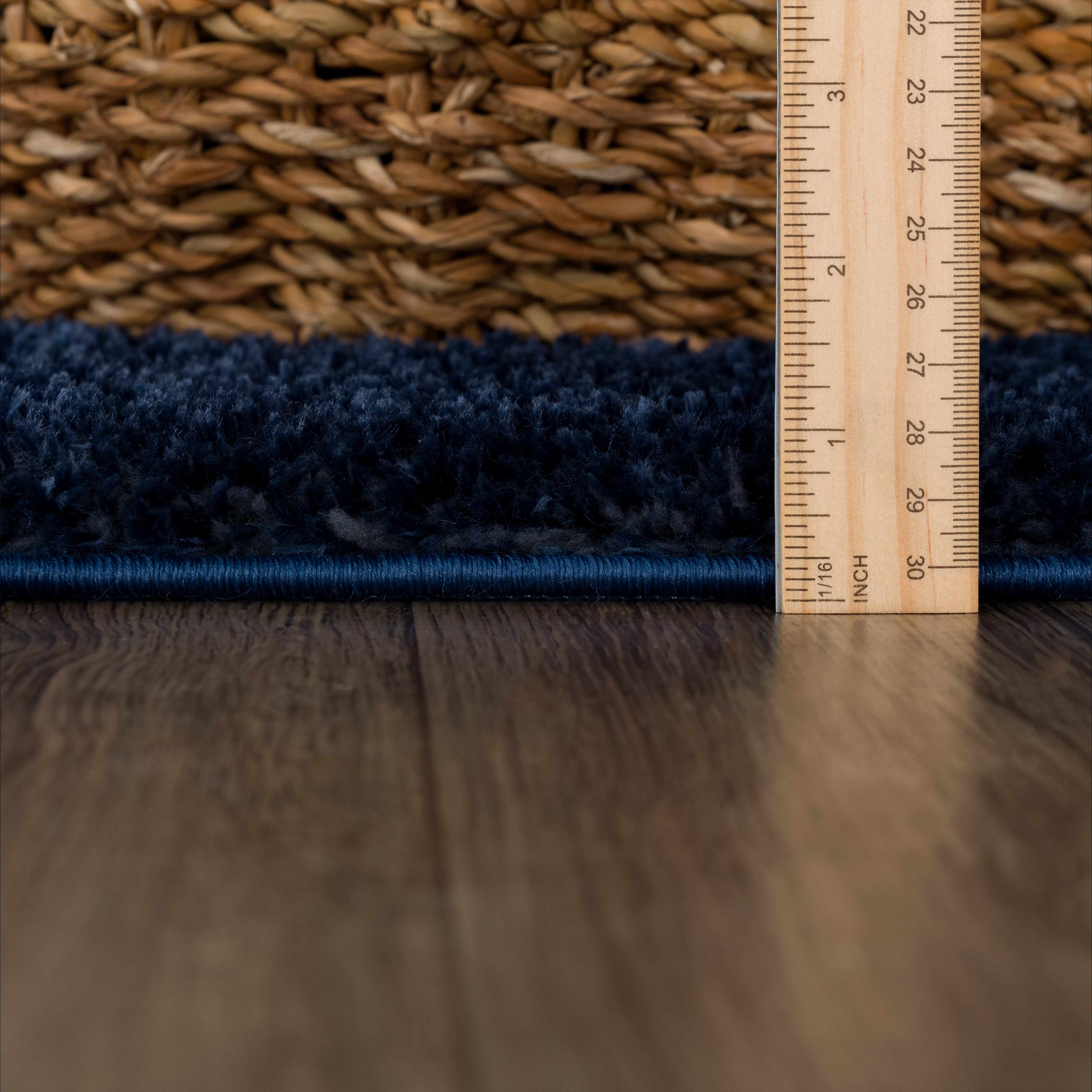 Navero Dark Blue Subtle Wavy Abstract Modern Minimalist Polyester Machine Woven Area Rug - Clearance - Image 10