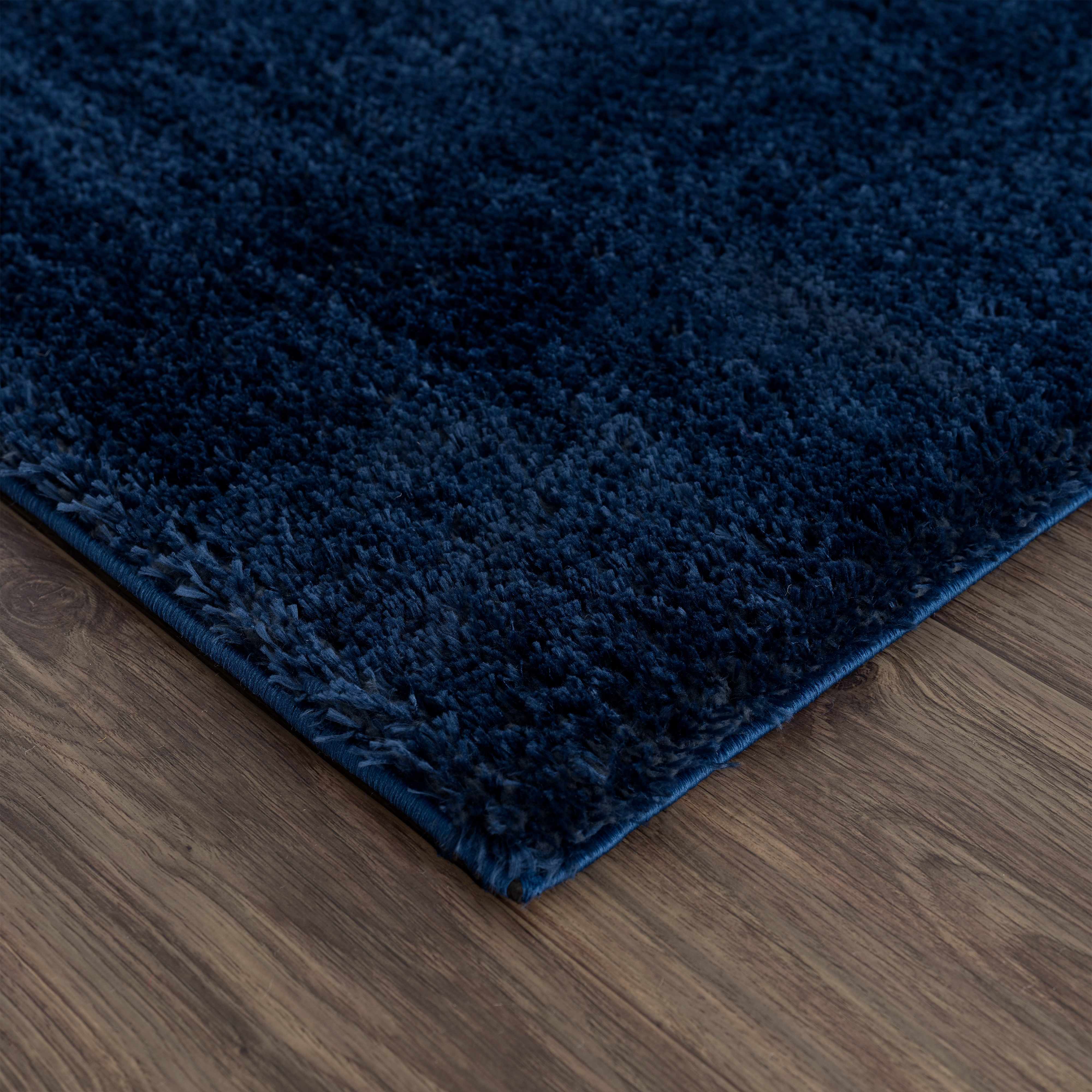 Navero Dark Blue Subtle Wavy Abstract Modern Minimalist Polyester Machine Woven Area Rug - Clearance - Image 5