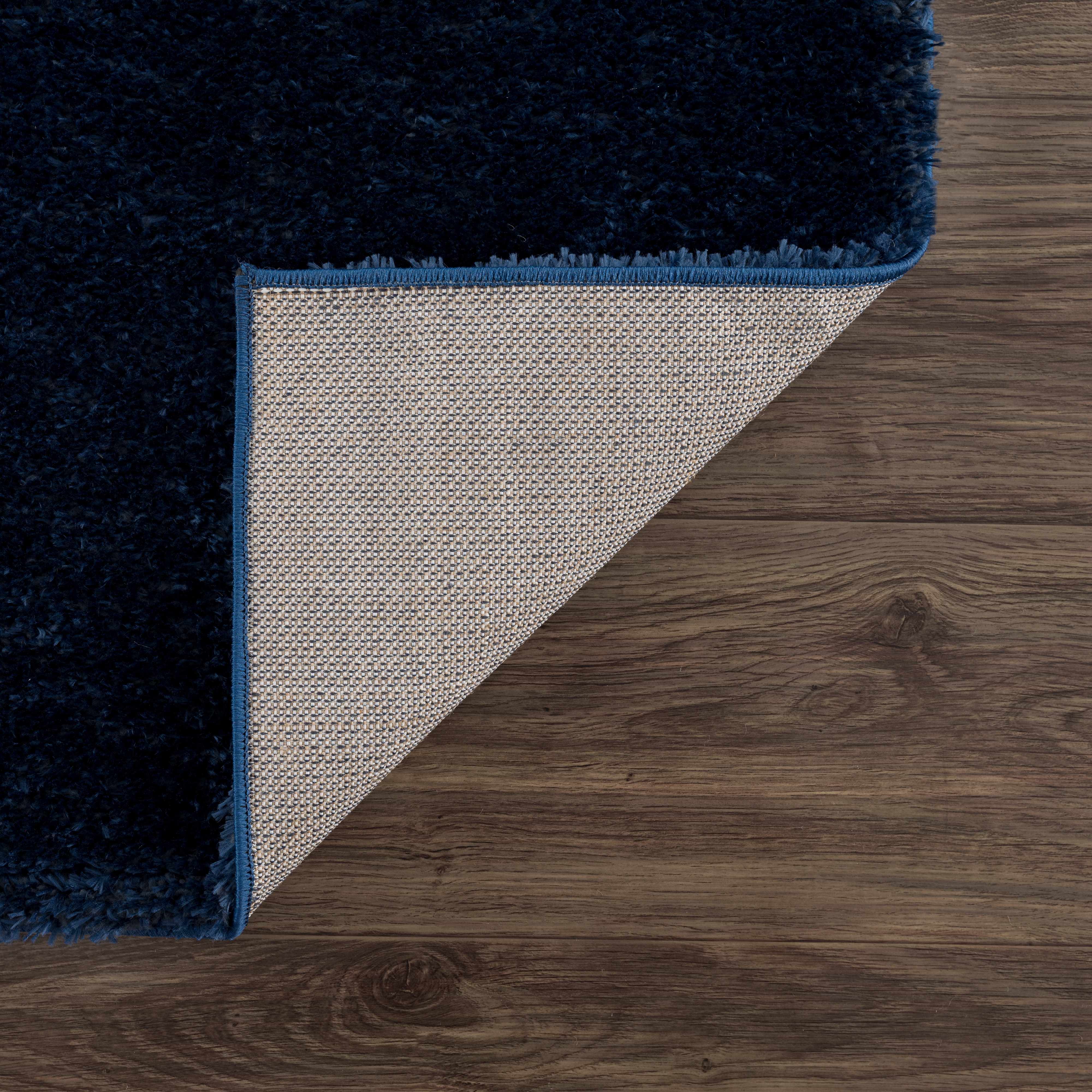 Navero Dark Blue Subtle Wavy Abstract Modern Minimalist Polyester Machine Woven Area Rug - Clearance - Image 6