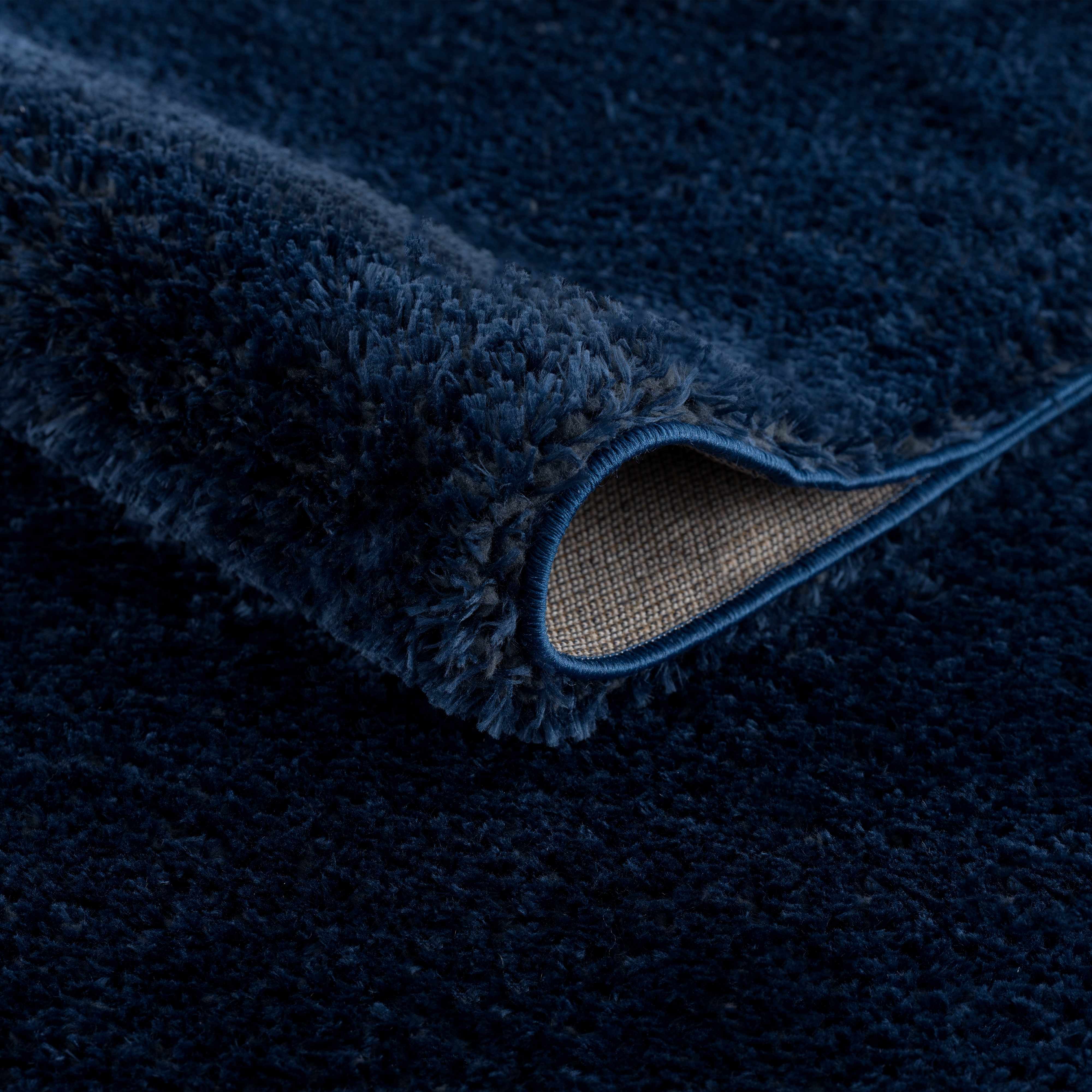 Navero Dark Blue Subtle Wavy Abstract Modern Minimalist Polyester Machine Woven Area Rug - Clearance - Image 7