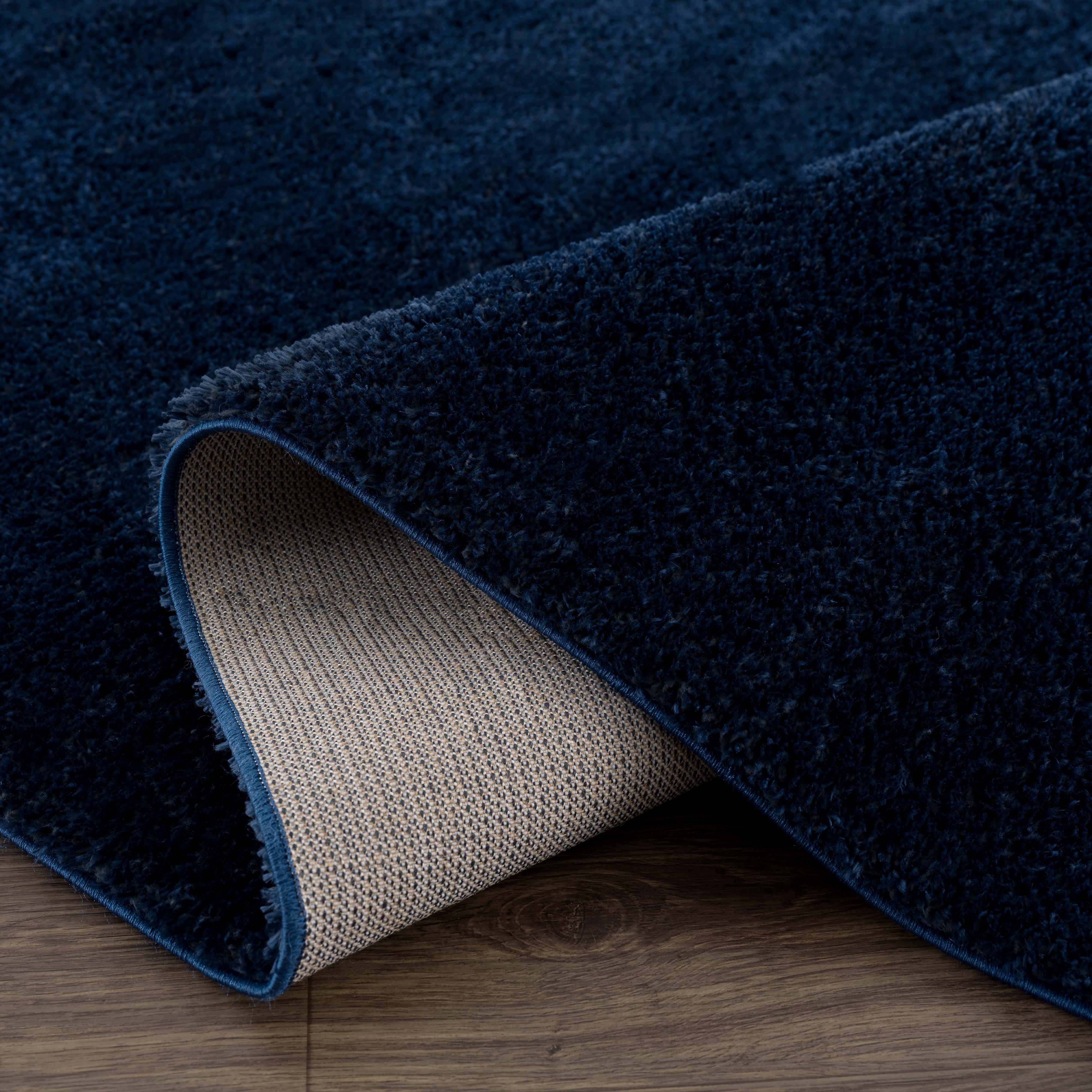 Navero Dark Blue Subtle Wavy Abstract Modern Minimalist Polyester Machine Woven Area Rug - Clearance - Image 8