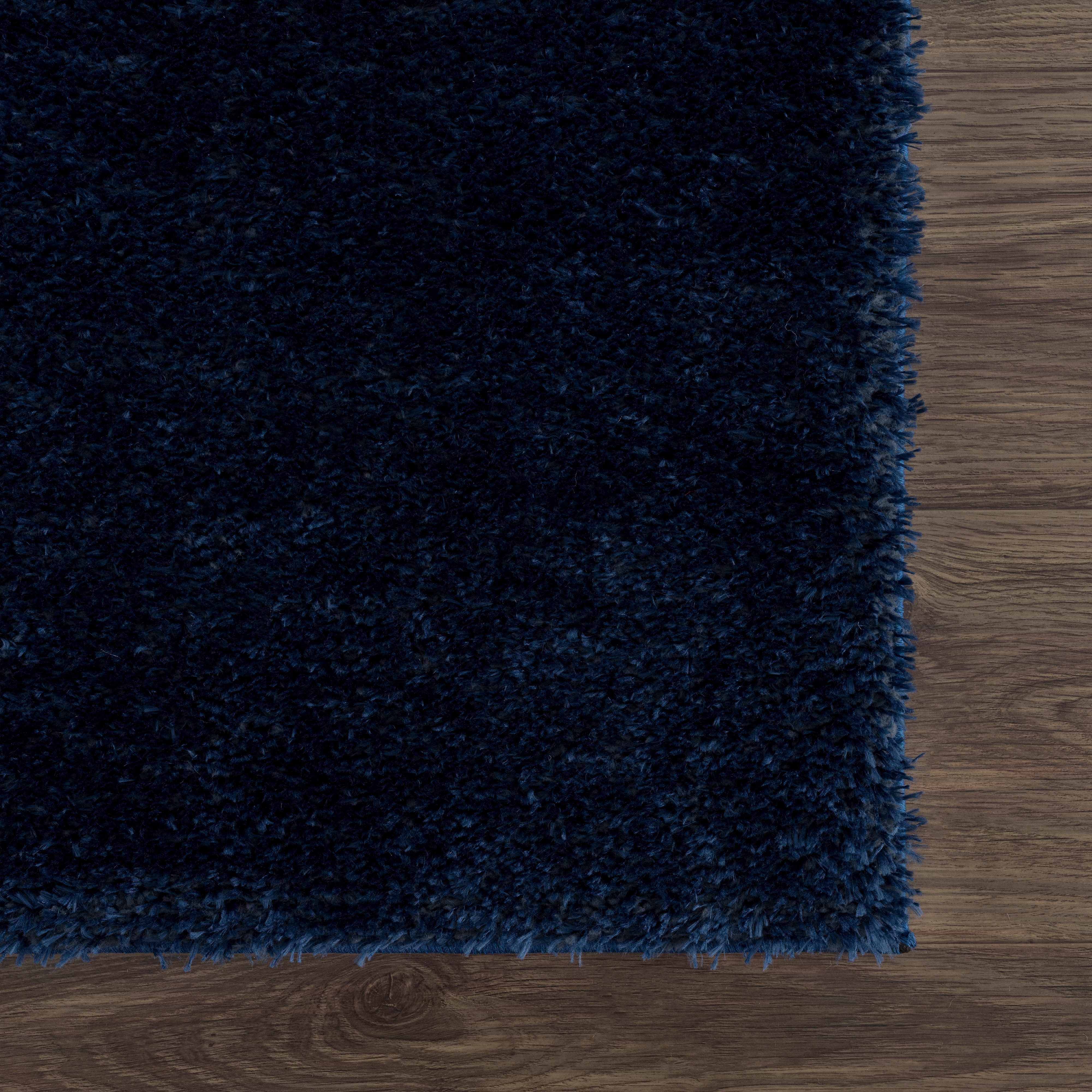 Navero Dark Blue Subtle Wavy Abstract Modern Minimalist Polyester Machine Woven Area Rug - Clearance - Image 9