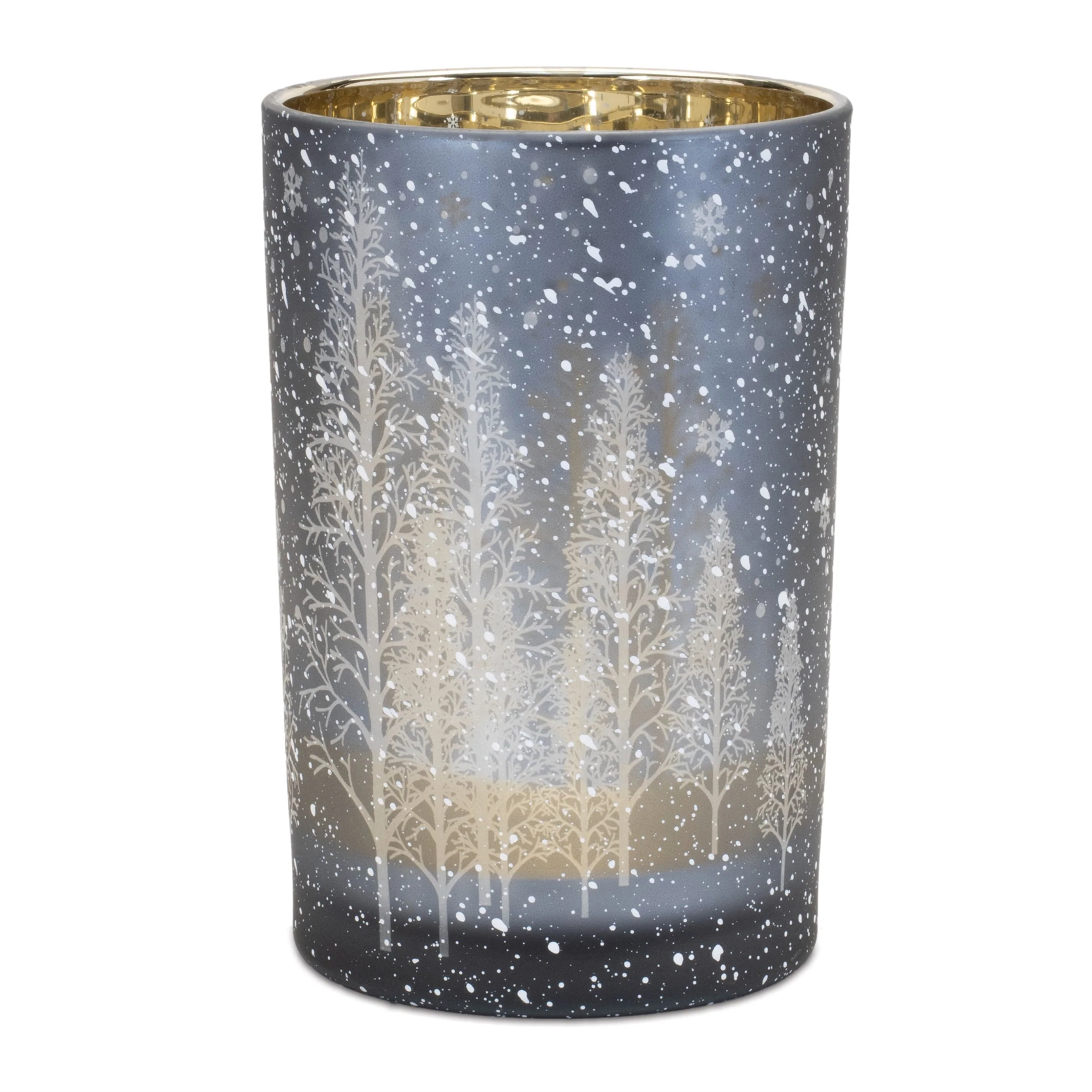 Navy Pine Tree Glass Candle Holder (Set of 2) - Image 3