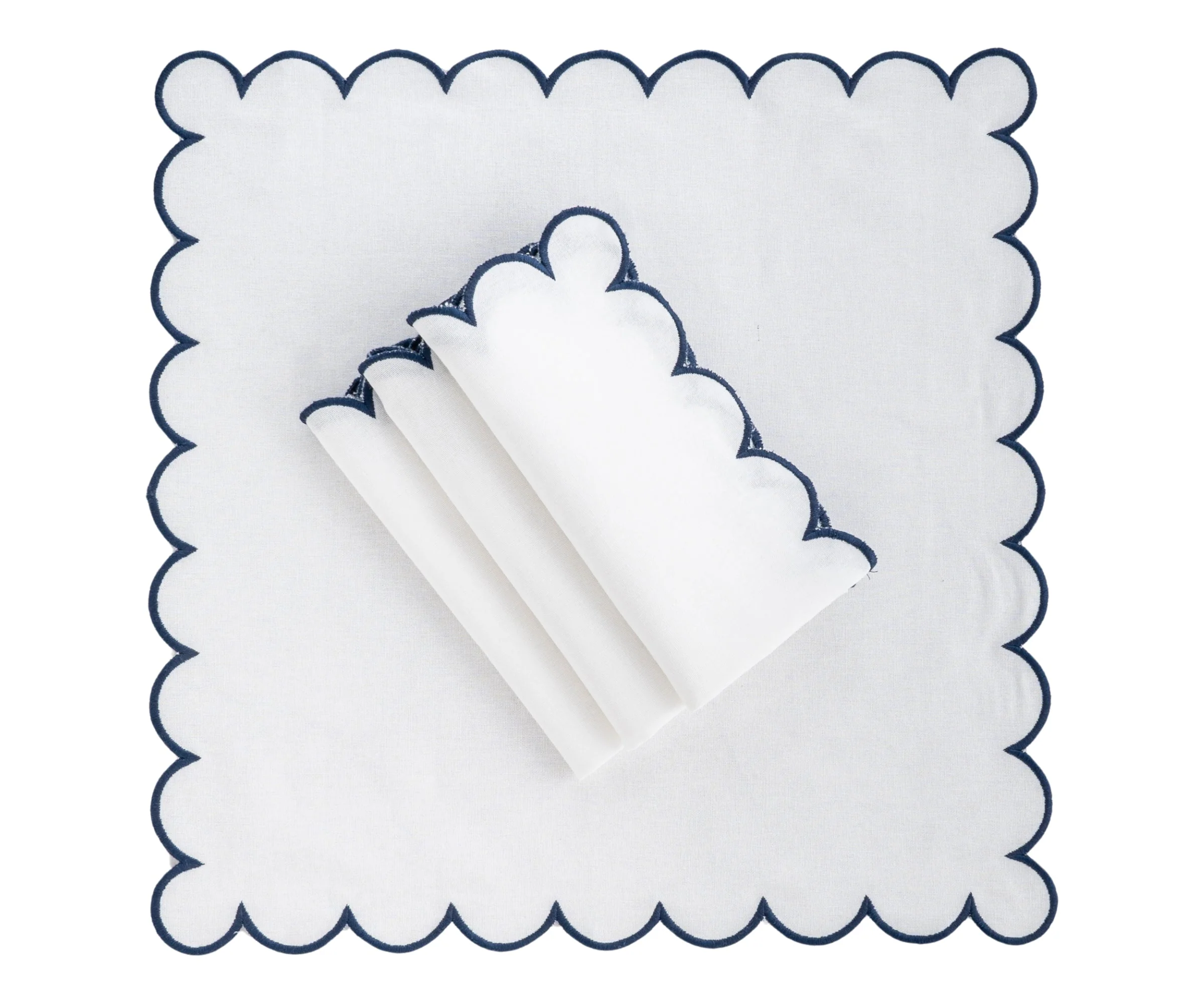 Navy Scalloped Edge Napkins - LongWave - Image 5