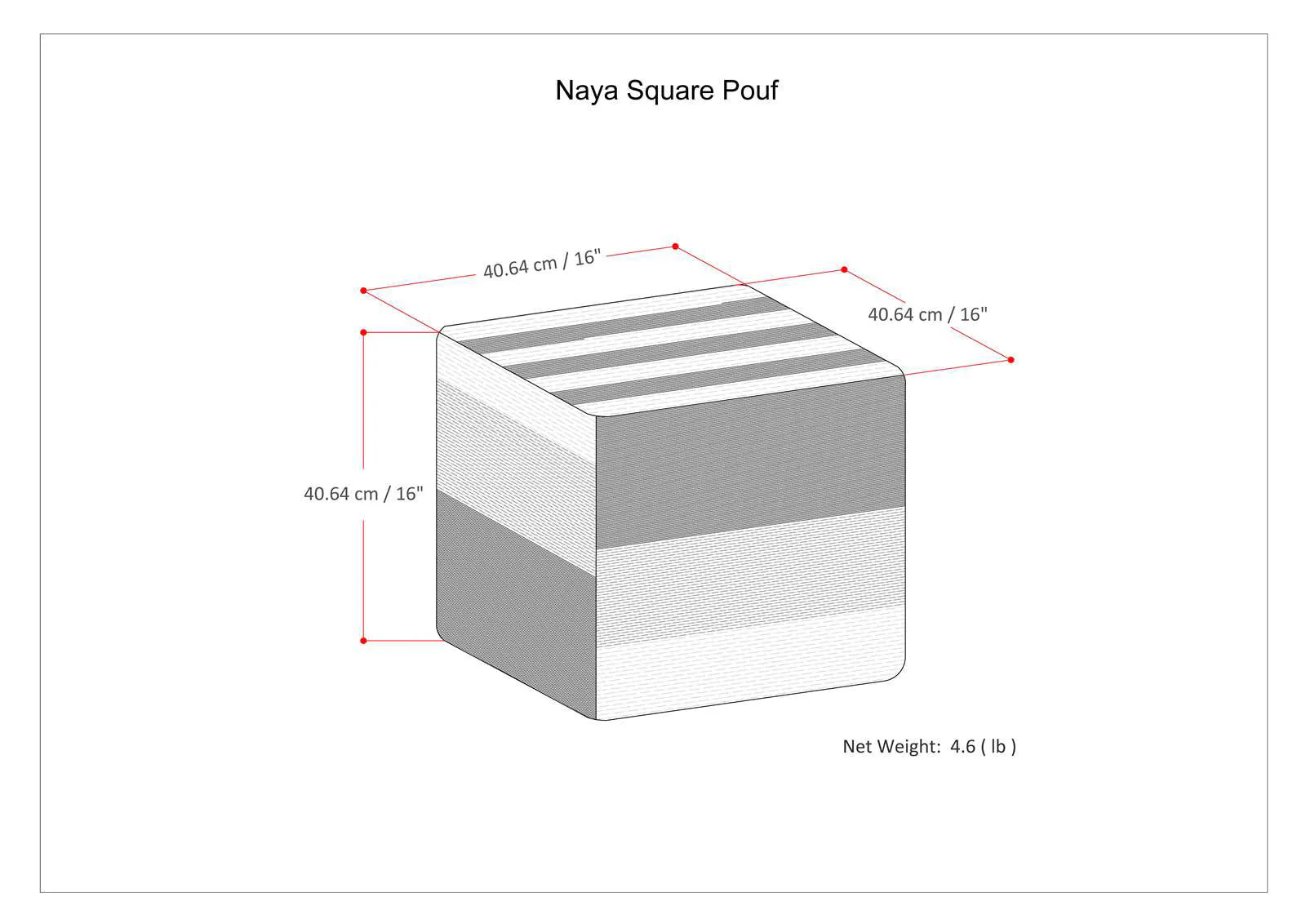 Naya Cube Pouf Patterned Grey Melange - Image 5