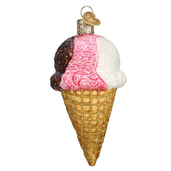 Neapolitan Ice Cream Cone Ornament - Image 3