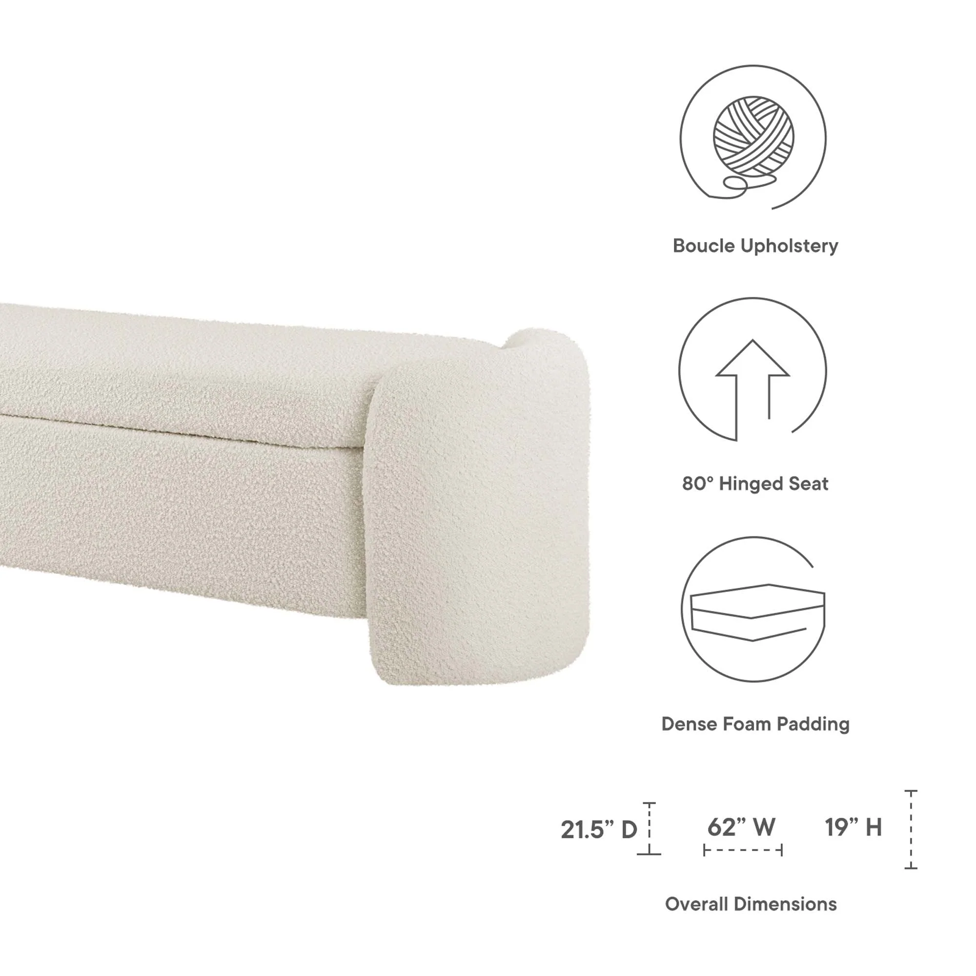Nebula Boucle Upholstered Bench by Modway - Image 2
