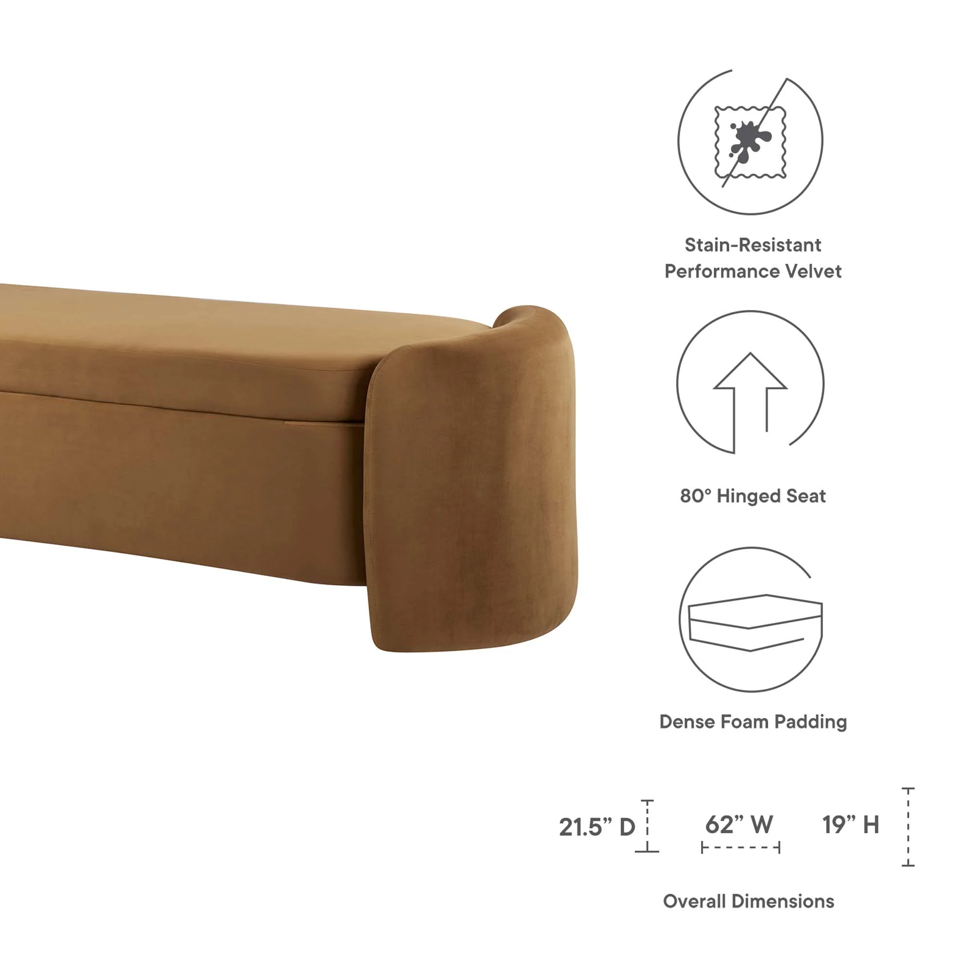 Nebula Upholstered Performance Velvet Bench by Modway - Image 2