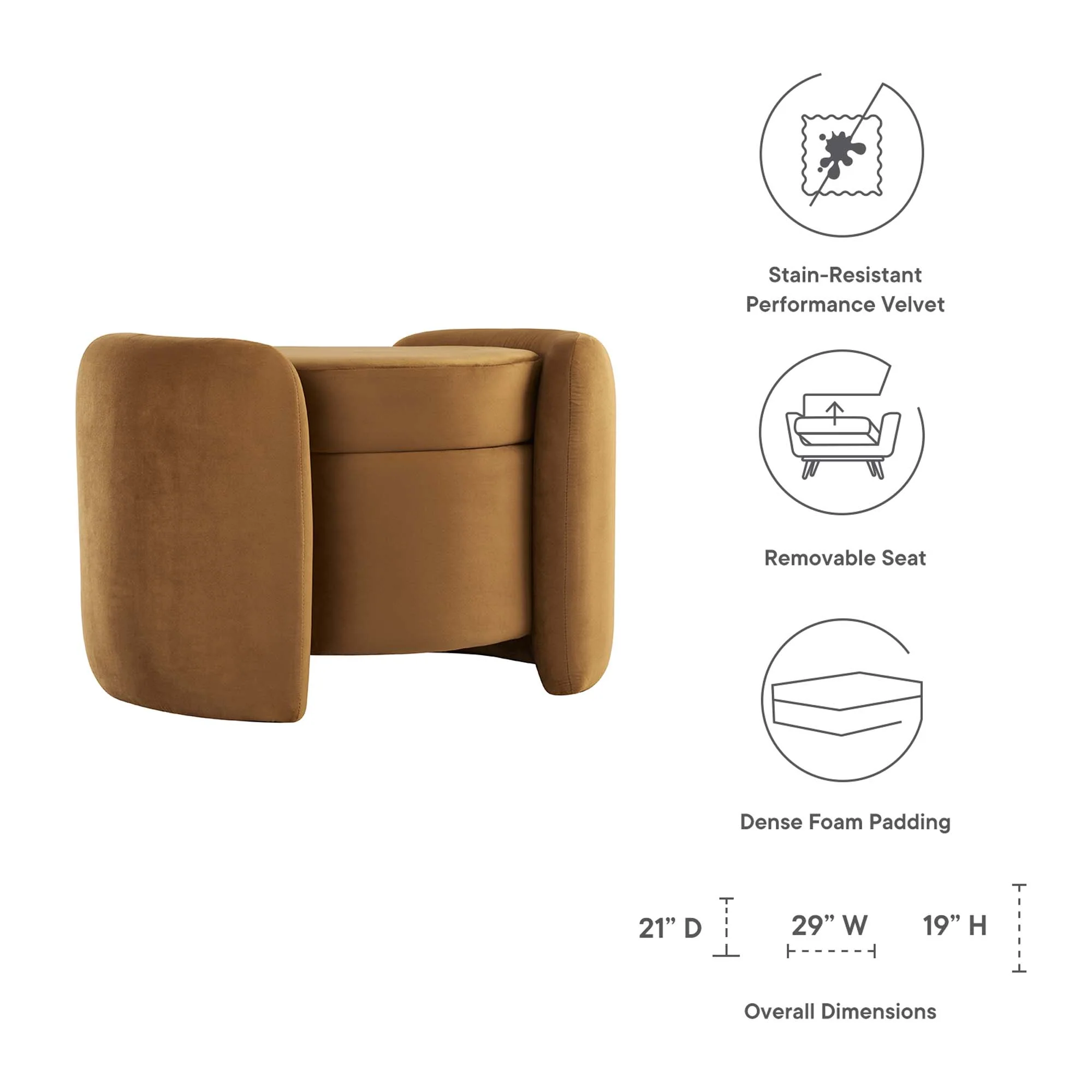 Nebula Upholstered Performance Velvet Ottoman by Modway - Image 2