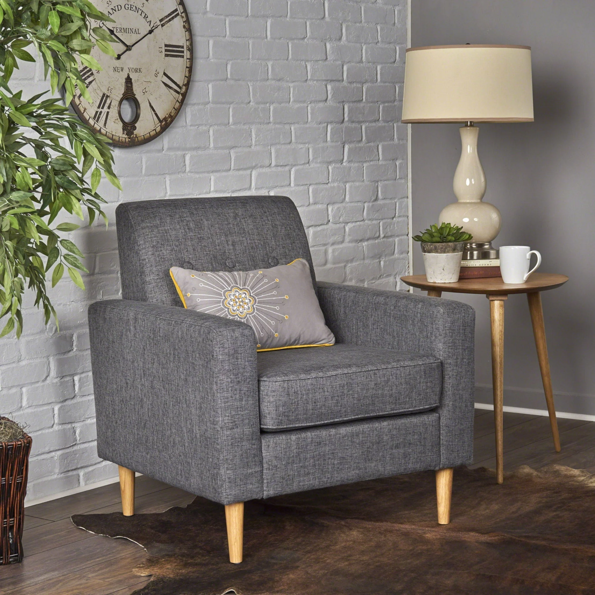 Nebulize - Upholstered Fabric Club Chair With Button Tufted And Square Off Arm And Back - Image 13