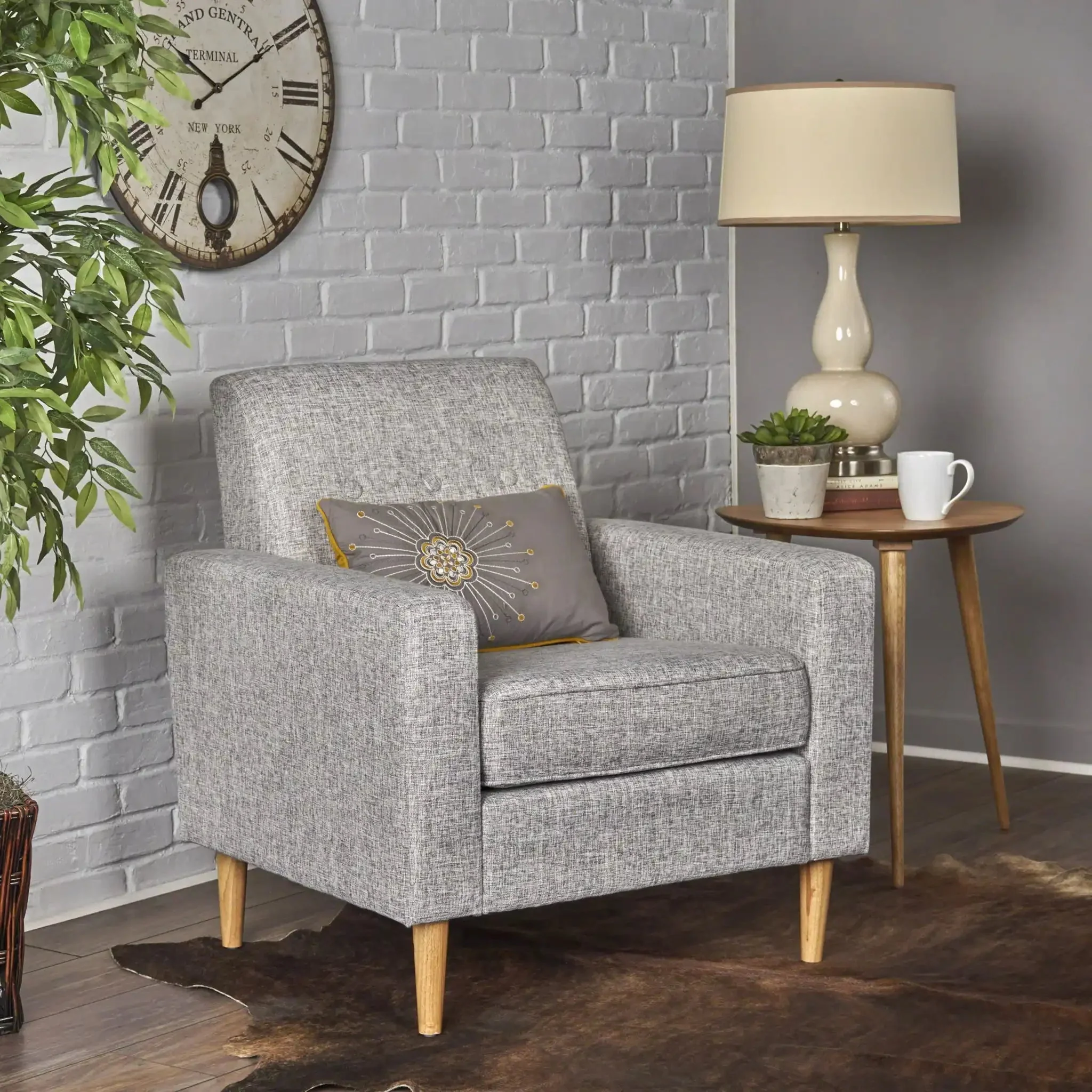 Nebulize - Upholstered Fabric Club Chair With Button Tufted And Square Off Arm And Back - Image 9