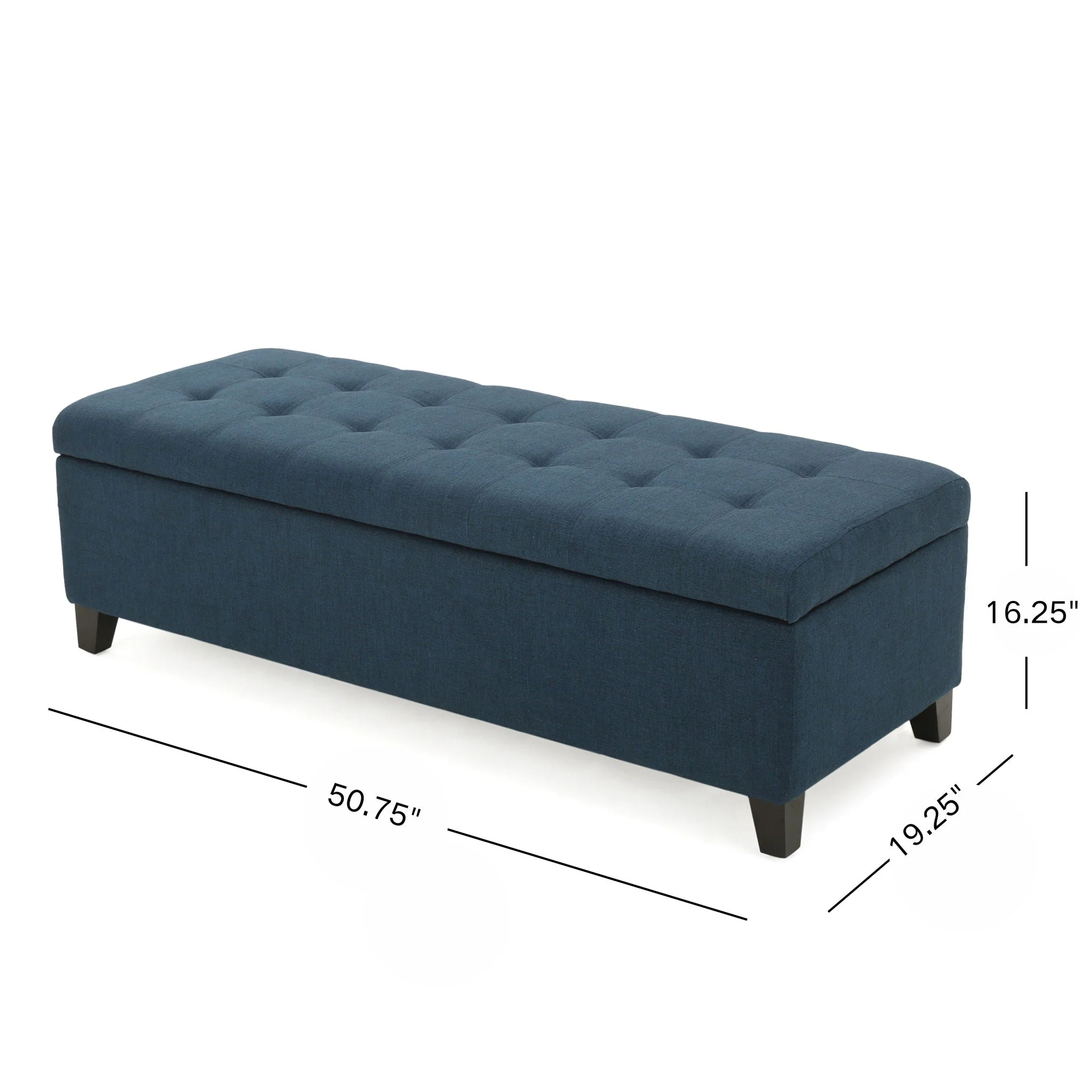 Nebulous - Fabric Upholstered Ottoman With Storage And Diamond Tufted Seat - Navy Blue - Image 7