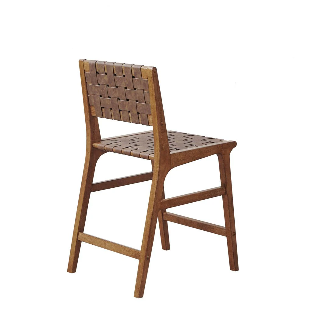 Nebuluxe Faux Leather Woven Counter Stool - Image 4