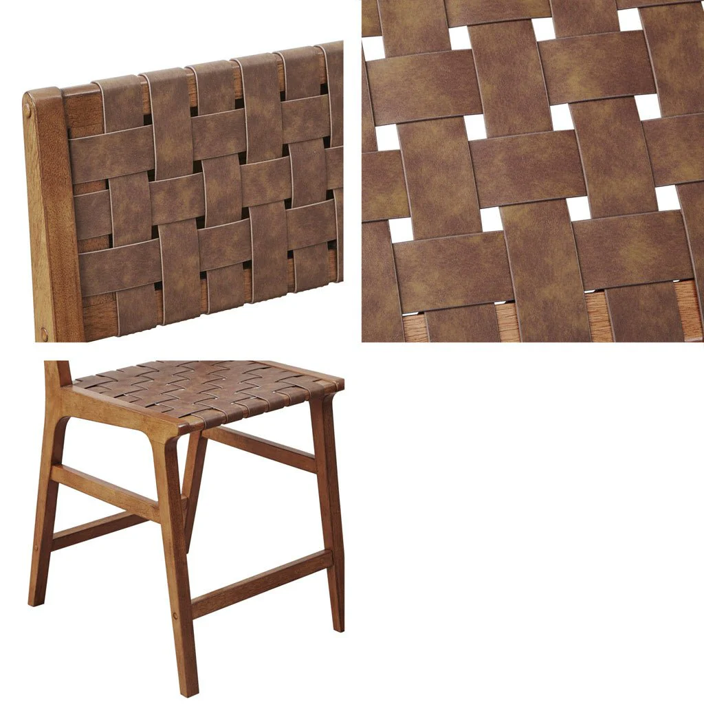 Nebuluxe Faux Leather Woven Counter Stool - Image 5