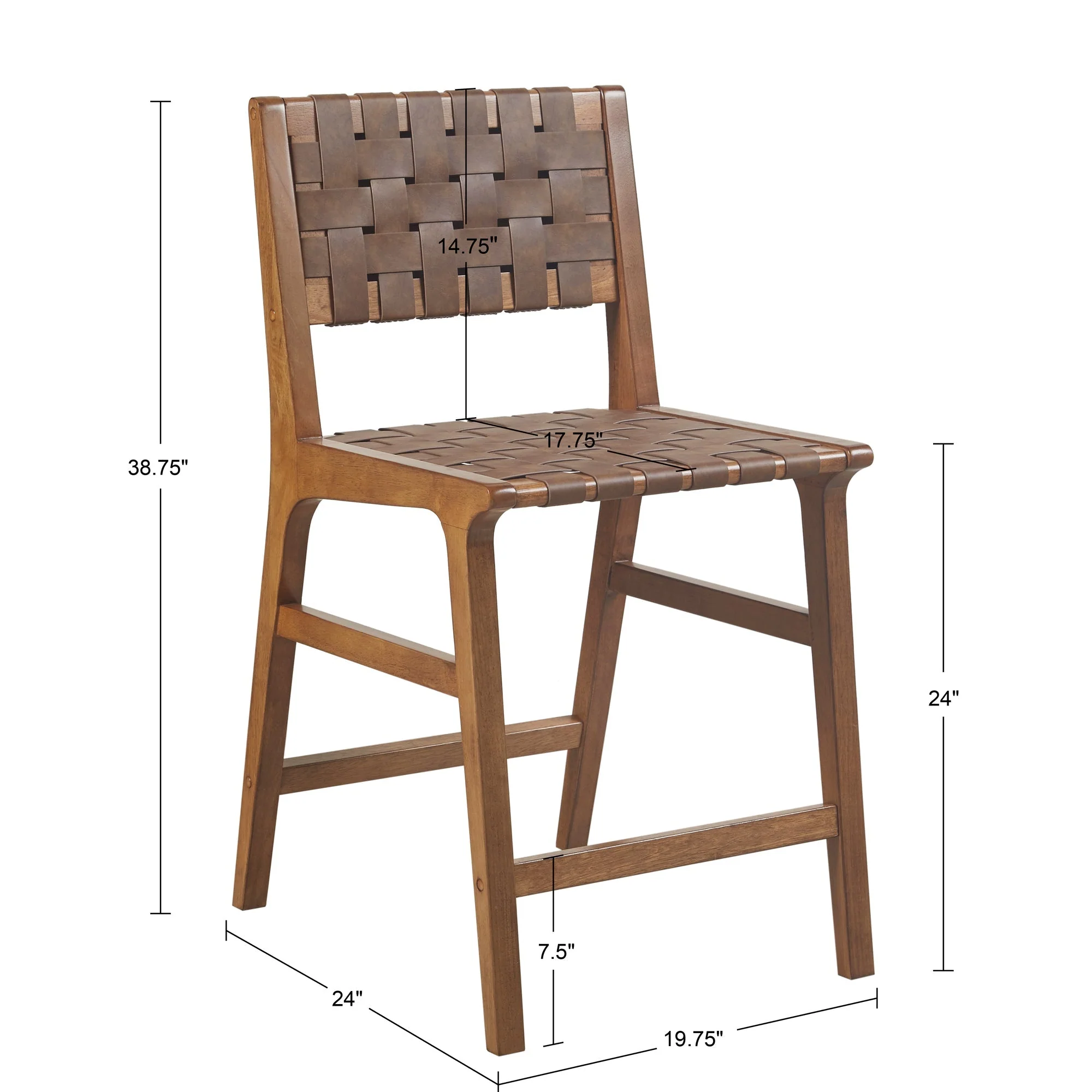 Nebuluxe Faux Leather Woven Counter Stool - Image 8