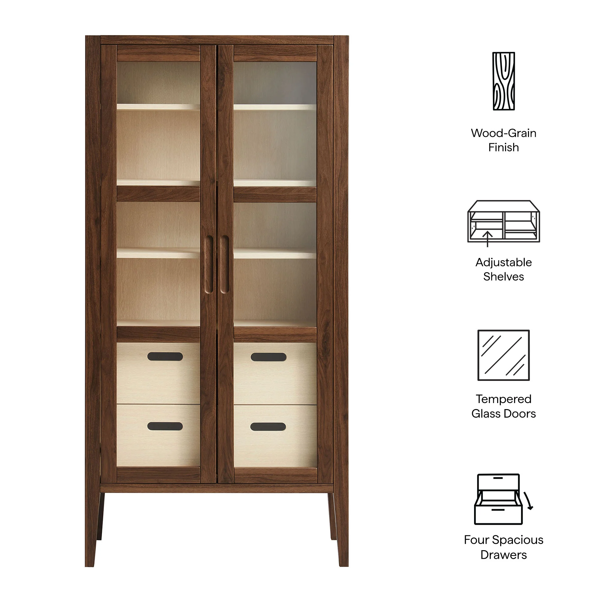 Nell 71" Glass Door Tall Display Storage Cabinet by Modway - Image 3