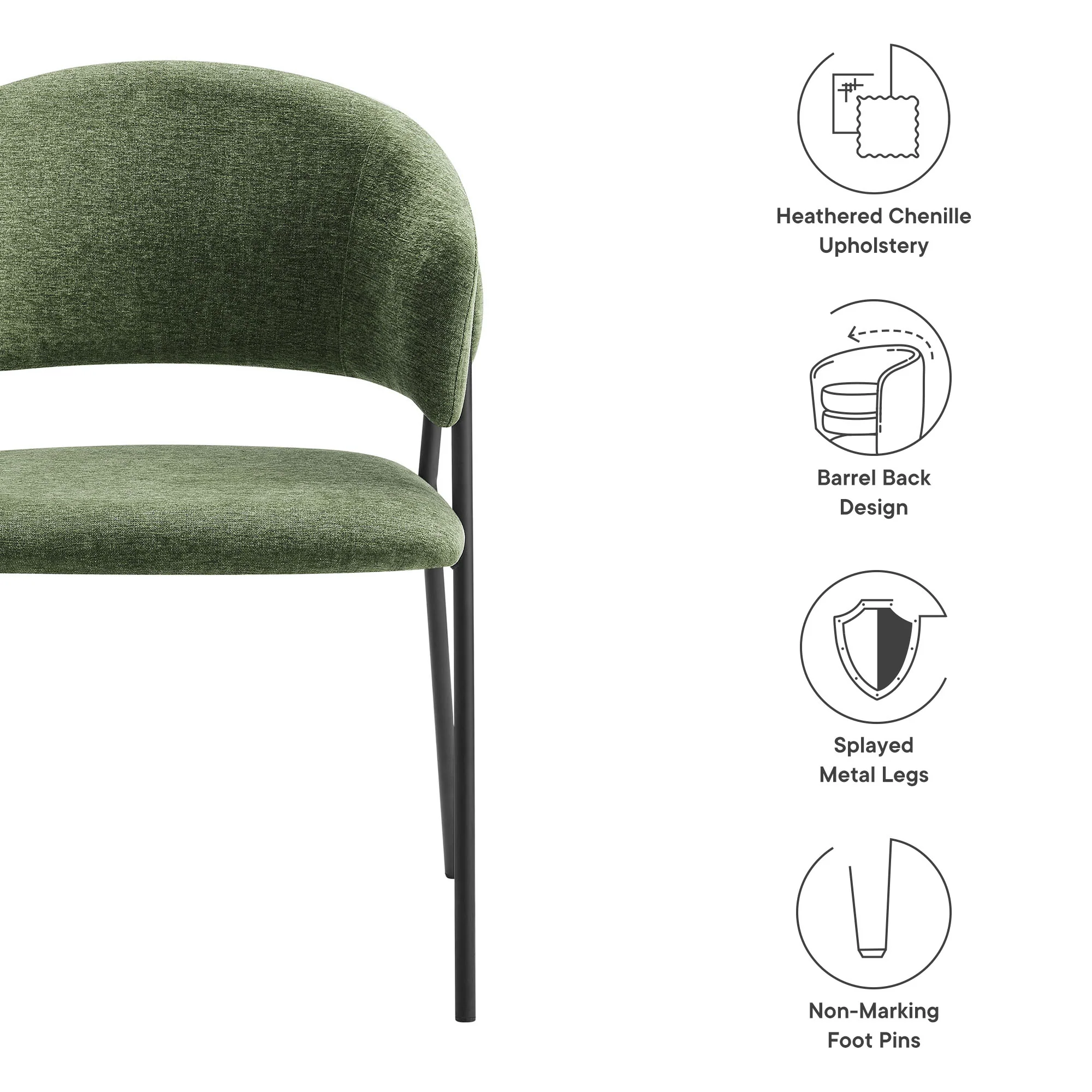 Nella Upholstered Heathered Chenille Dining Chairs Set of 2 by Modway - Image 21