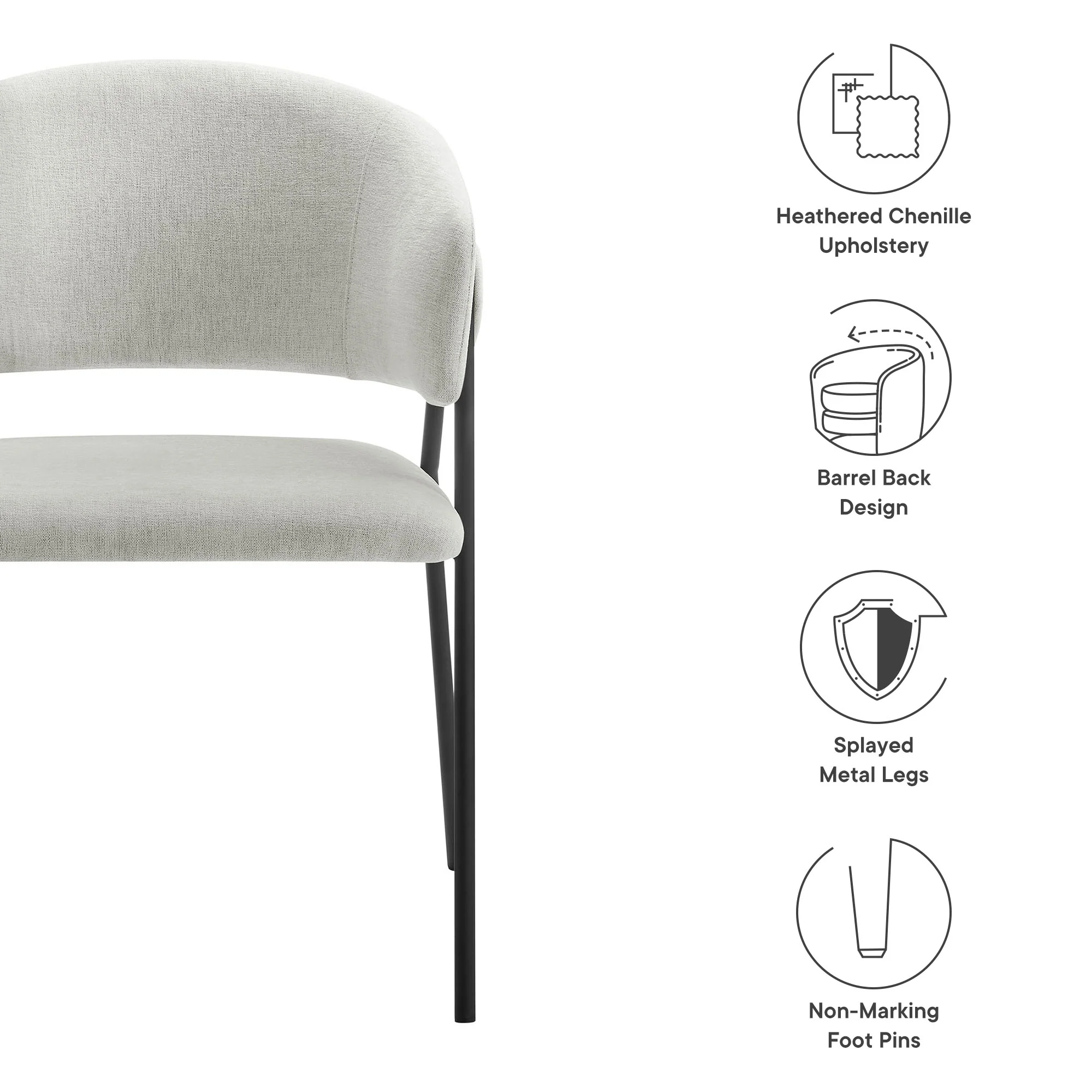 Nella Upholstered Heathered Chenille Dining Chairs Set of 2 by Modway - Image 23