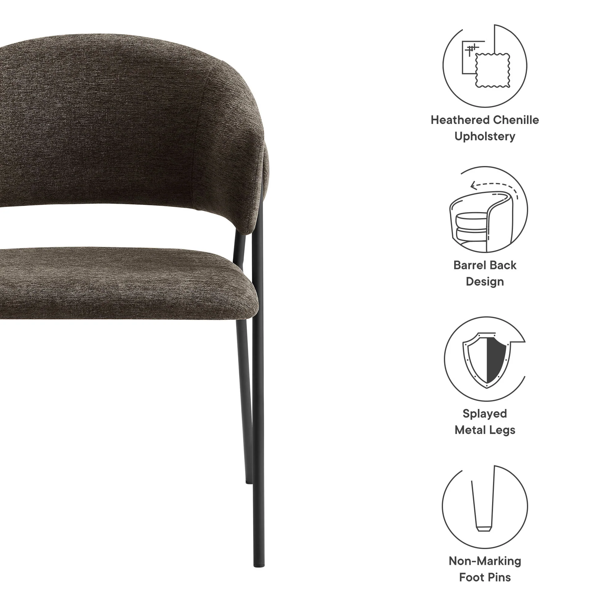 Nella Upholstered Heathered Chenille Dining Chairs Set of 2 by Modway - Image 25