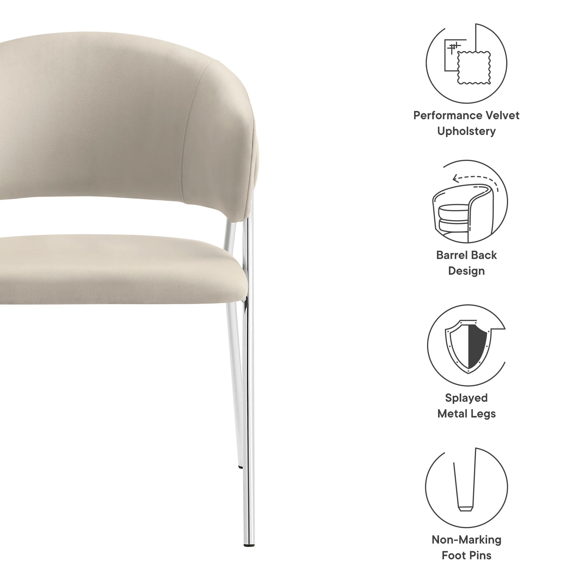 Nella Upholstered Performance Velvet Dining Chair Set of 2 - Image 24