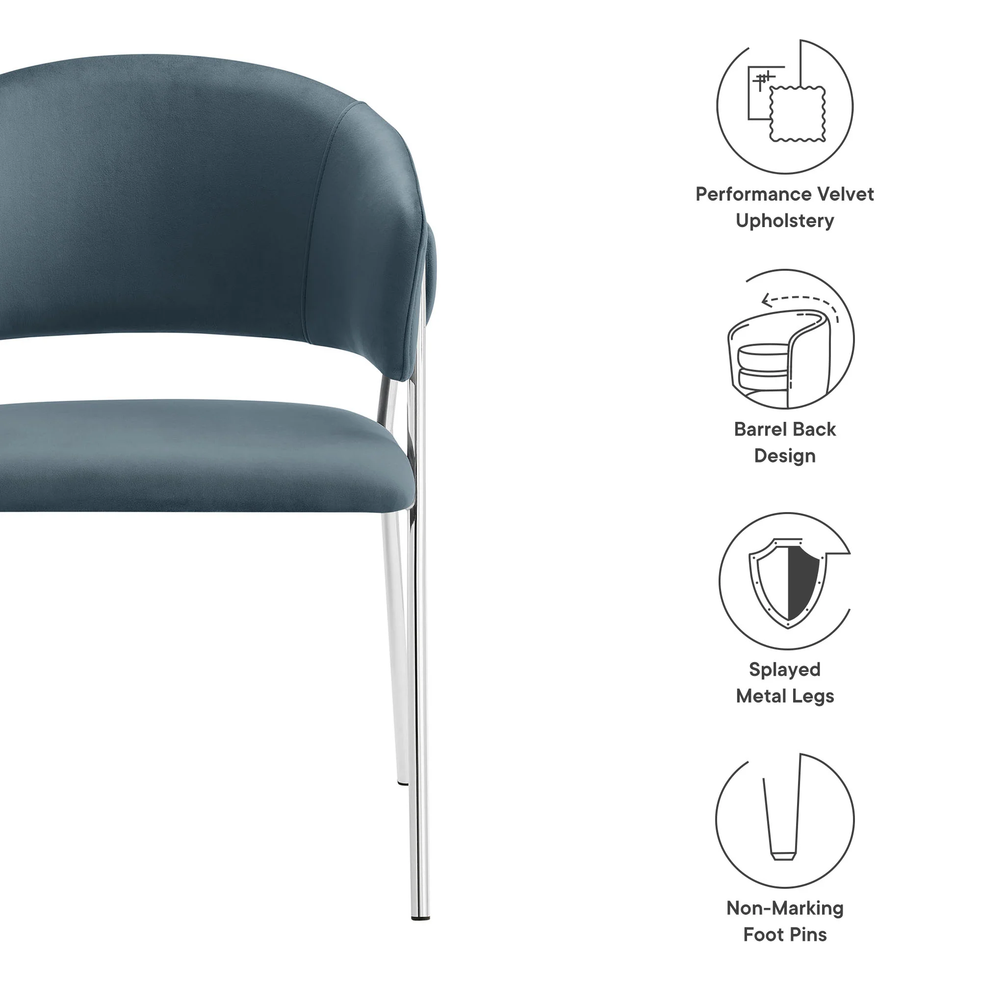 Nella Upholstered Performance Velvet Dining Chair Set of 2 - Image 27