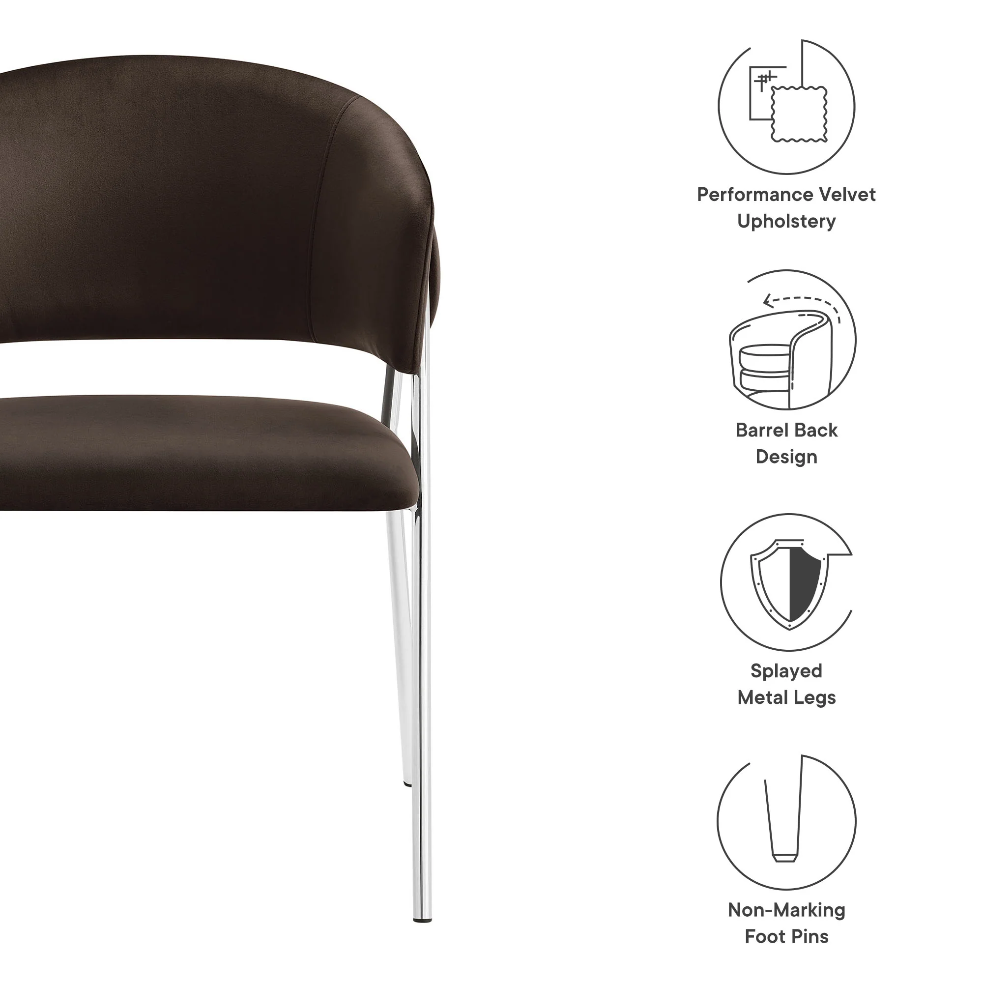 Nella Upholstered Performance Velvet Dining Chair Set of 2 - Image 30