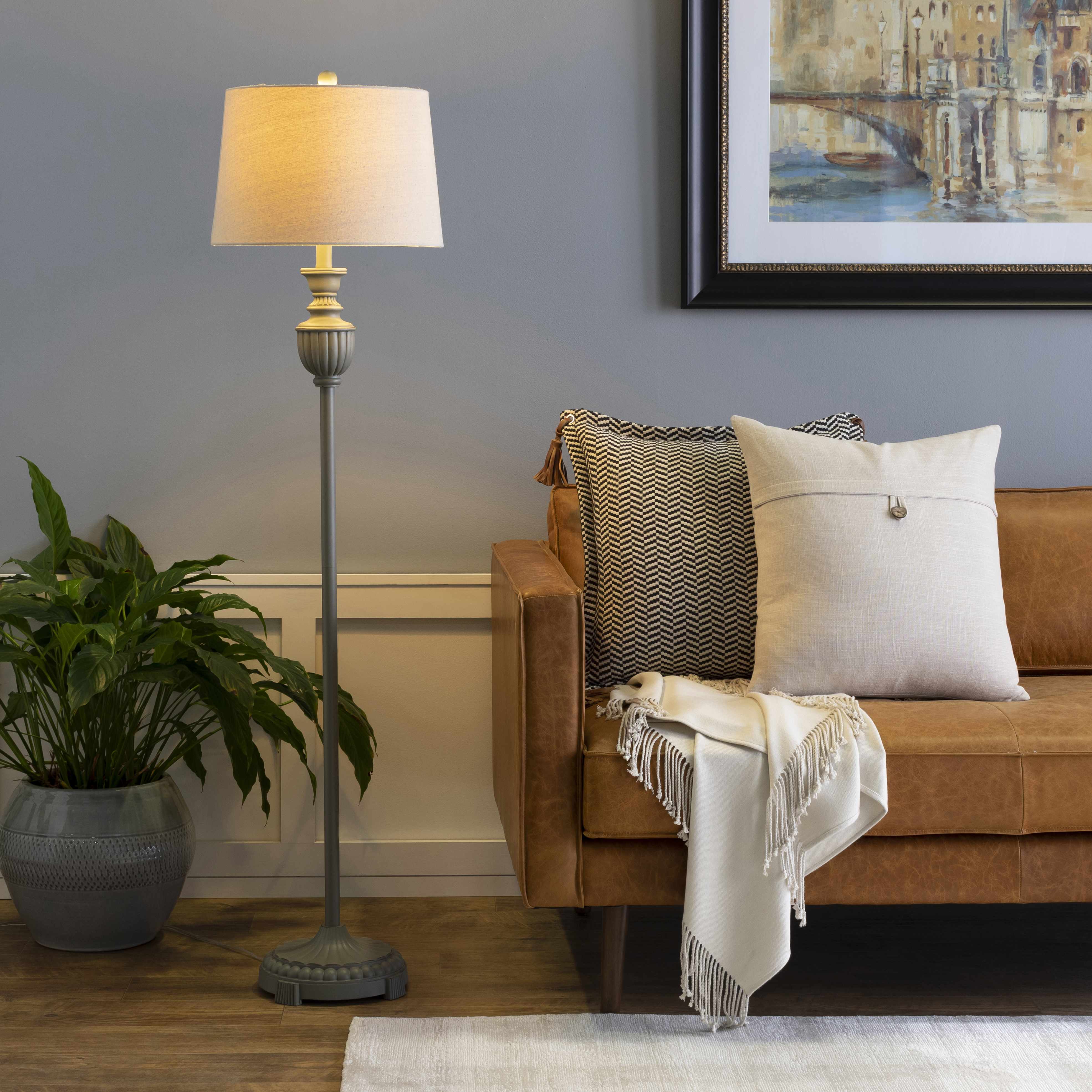 Nelspruit Gray Resin Floor Lamp - Image 2
