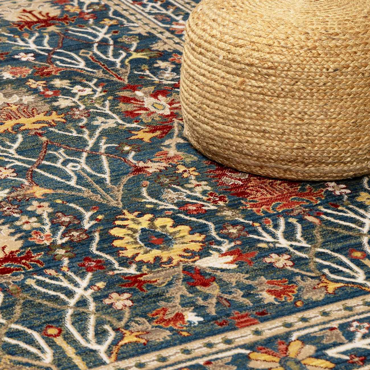 Neola Navy Blue Damask Area Rug - Image 11