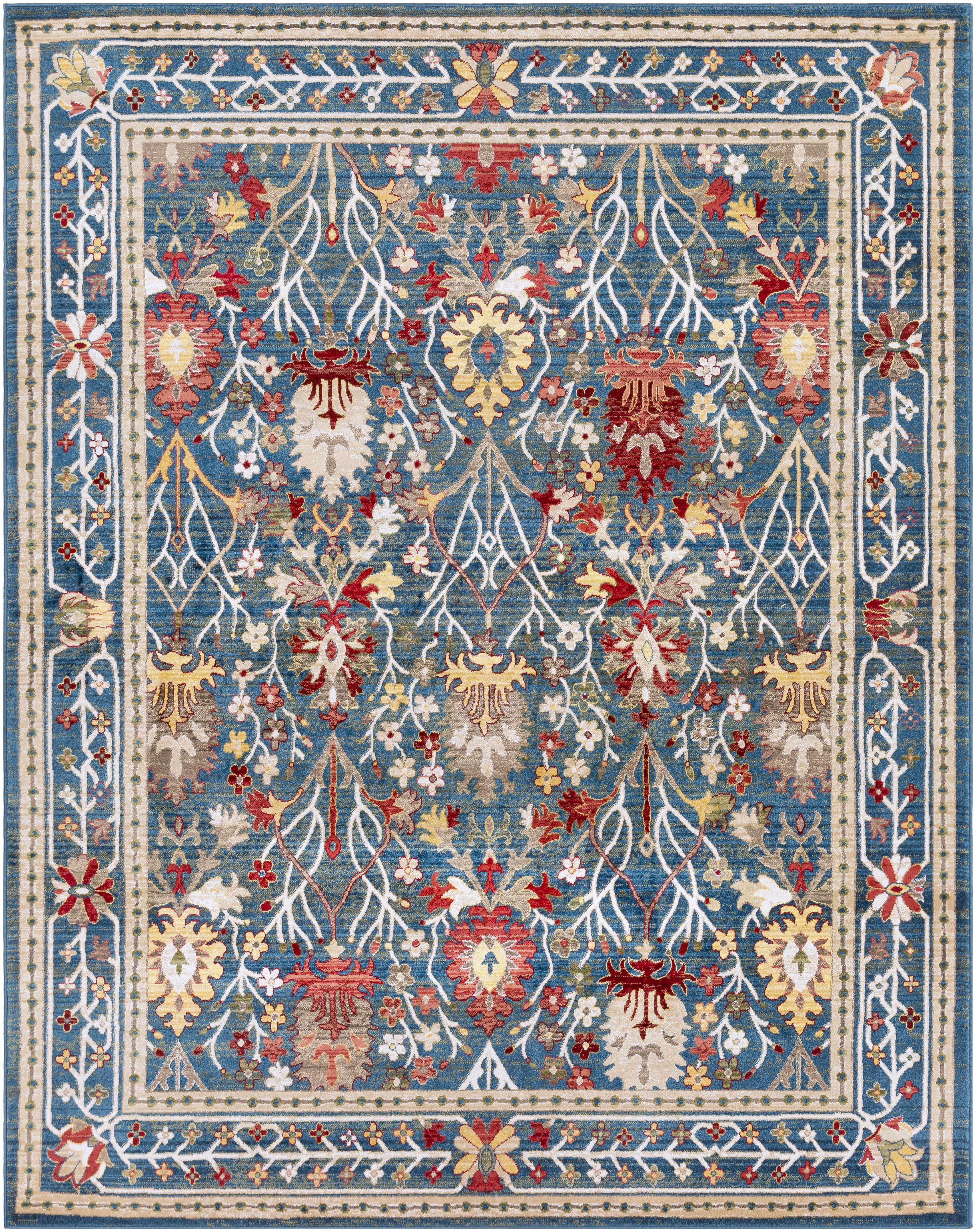 Neola Navy Blue Damask Area Rug - Image 15