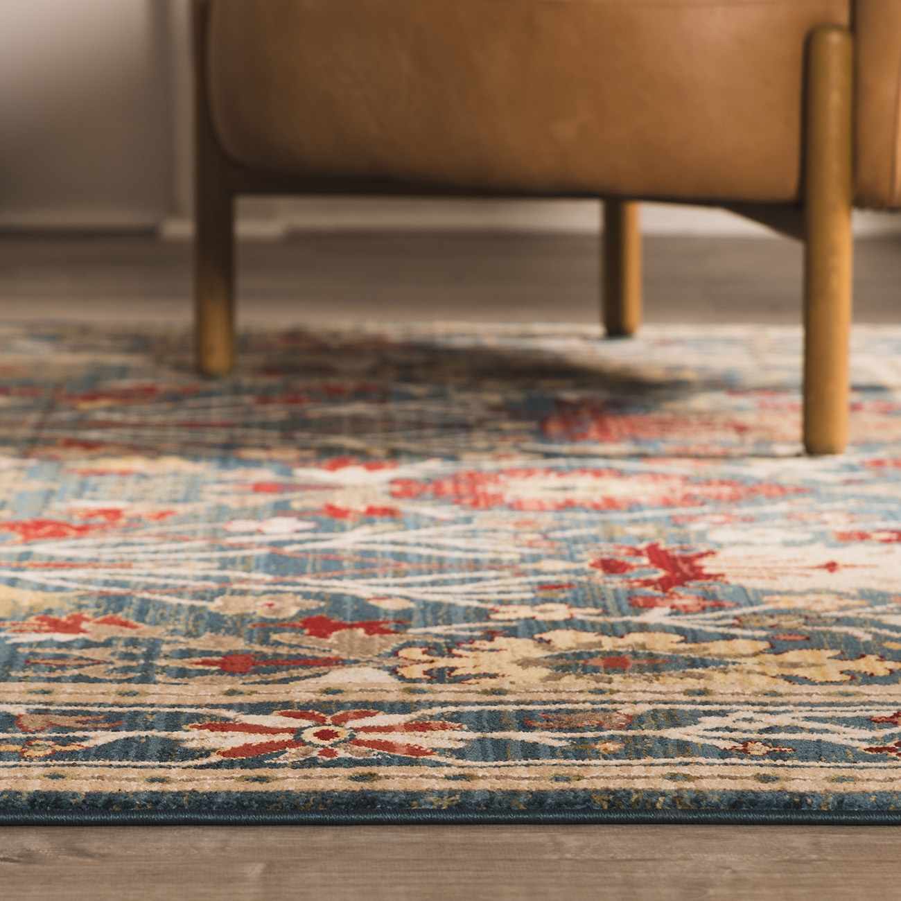 Neola Navy Blue Damask Area Rug - Image 16